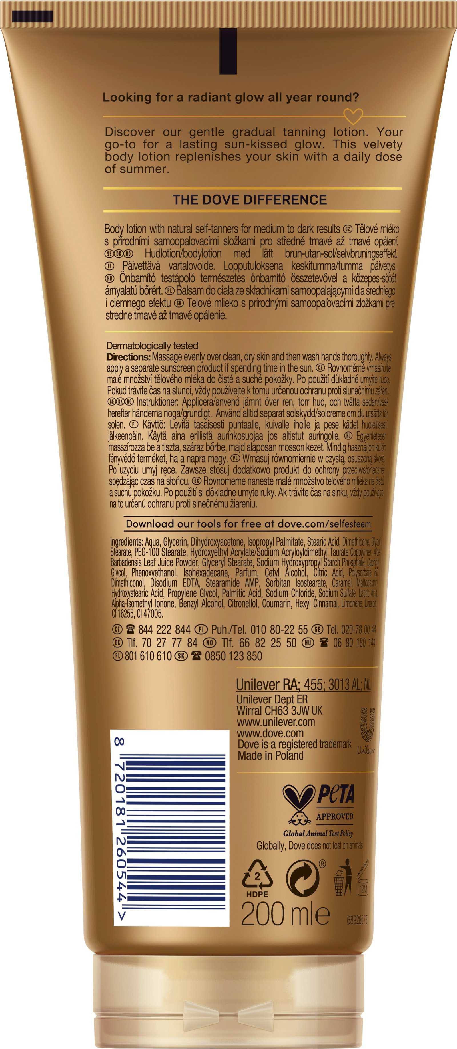 DOVE Summer Revived Medium to Dark 200ml