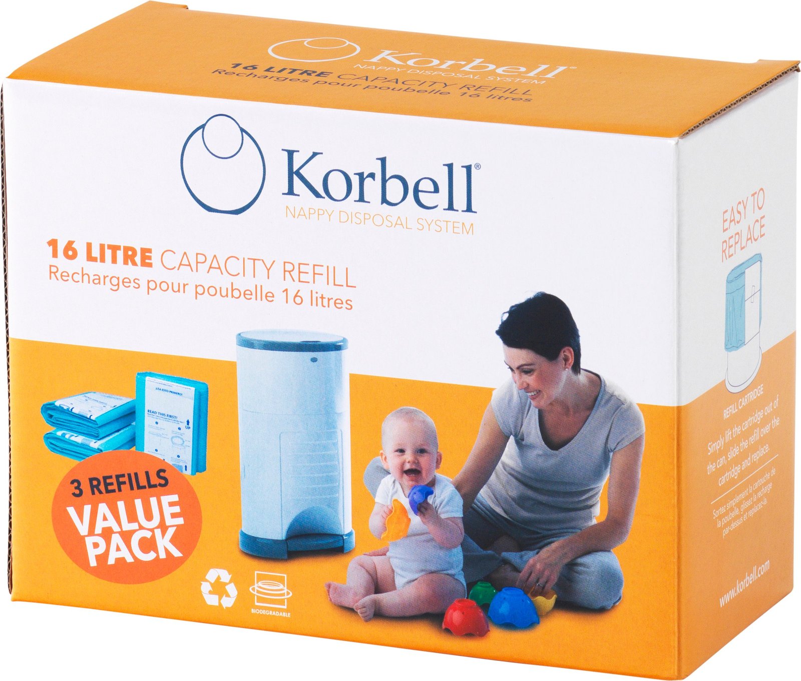 Korbell Refill till Korbell Blöjhink 16 Liter 3-pack