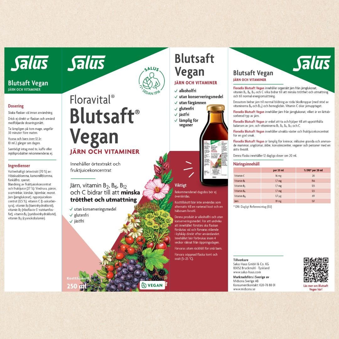 Salus Blutsaft Vegan Järn & Vitaminer 250 ml