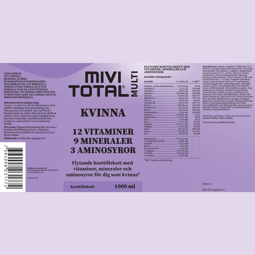 Mivitotal Kvinna Multivitaminer & Mineraler 1000 ml