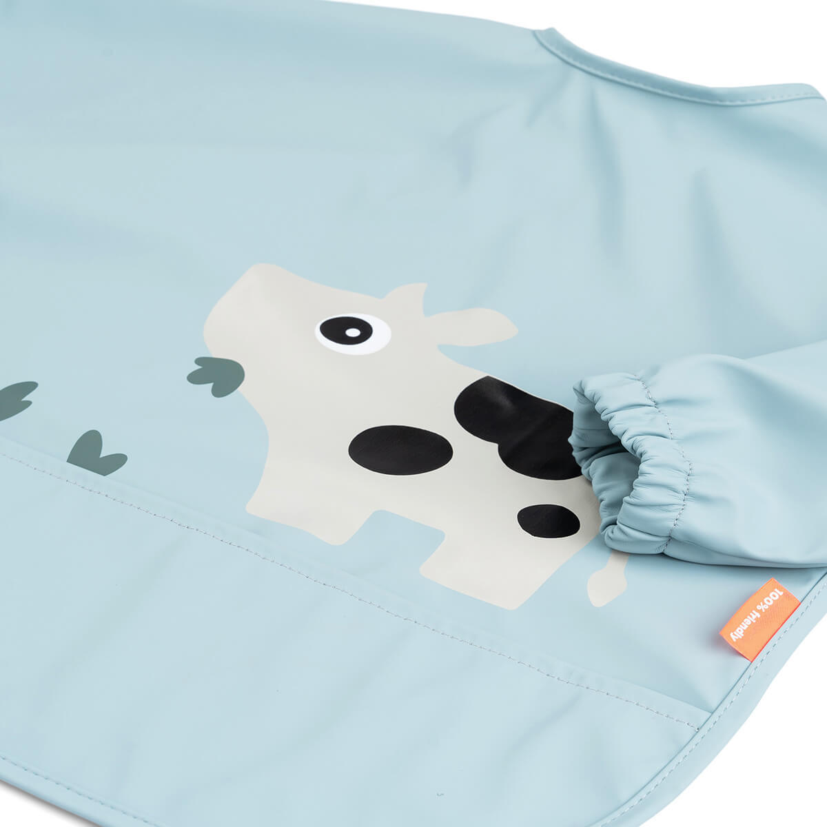 Done by Deer Sleeved pocket Bib Tiny Farm Blue