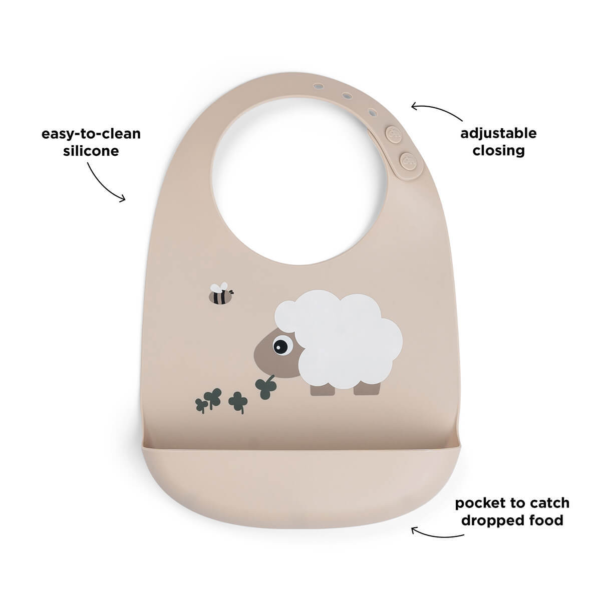 Done by Deer Silicone Bib Sheepy Sand