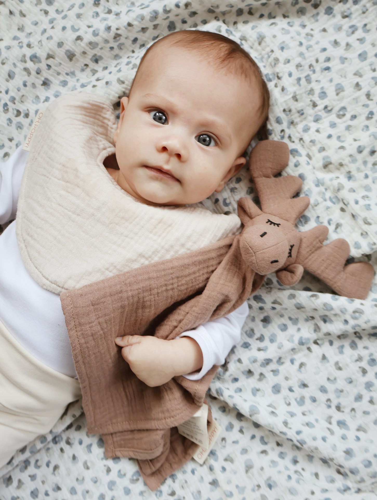 Oh, Poppy! Loa The Moose Muslin Comfort Blanket Biscuit Brown 1 st