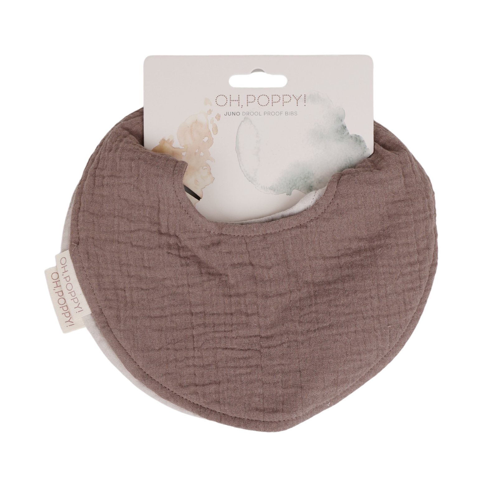 Oh, Poppy! Juno Drool Proof Bibs Biscuit Brown/Linen Beige 2 st
