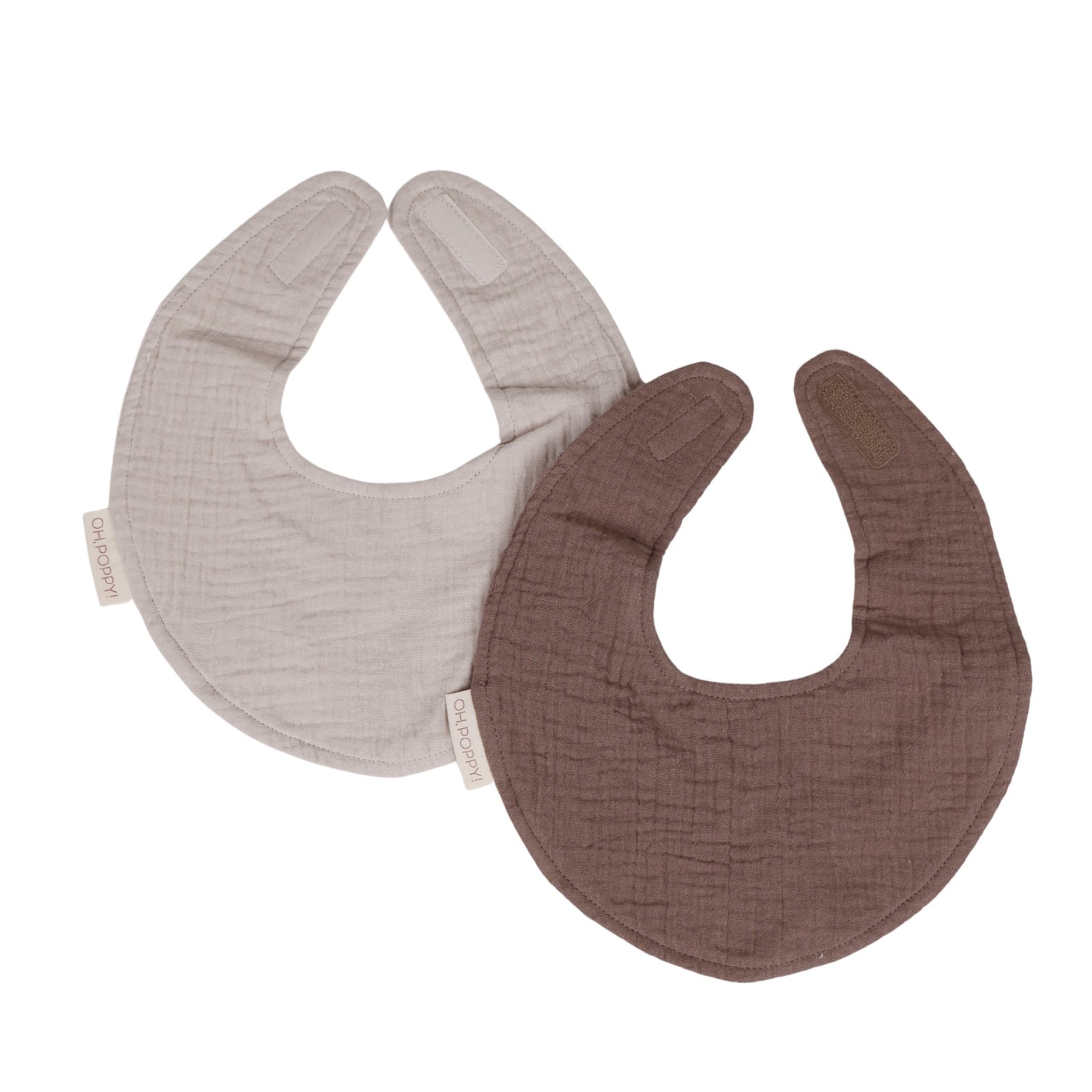 Oh, Poppy! Juno Drool Proof Bibs Biscuit Brown/Linen Beige 2 st