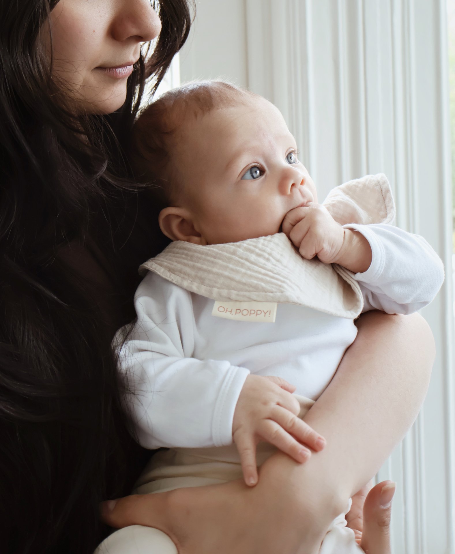 Oh, Poppy! Juno Drool Proof Bibs Biscuit Brown/Linen Beige 2 st