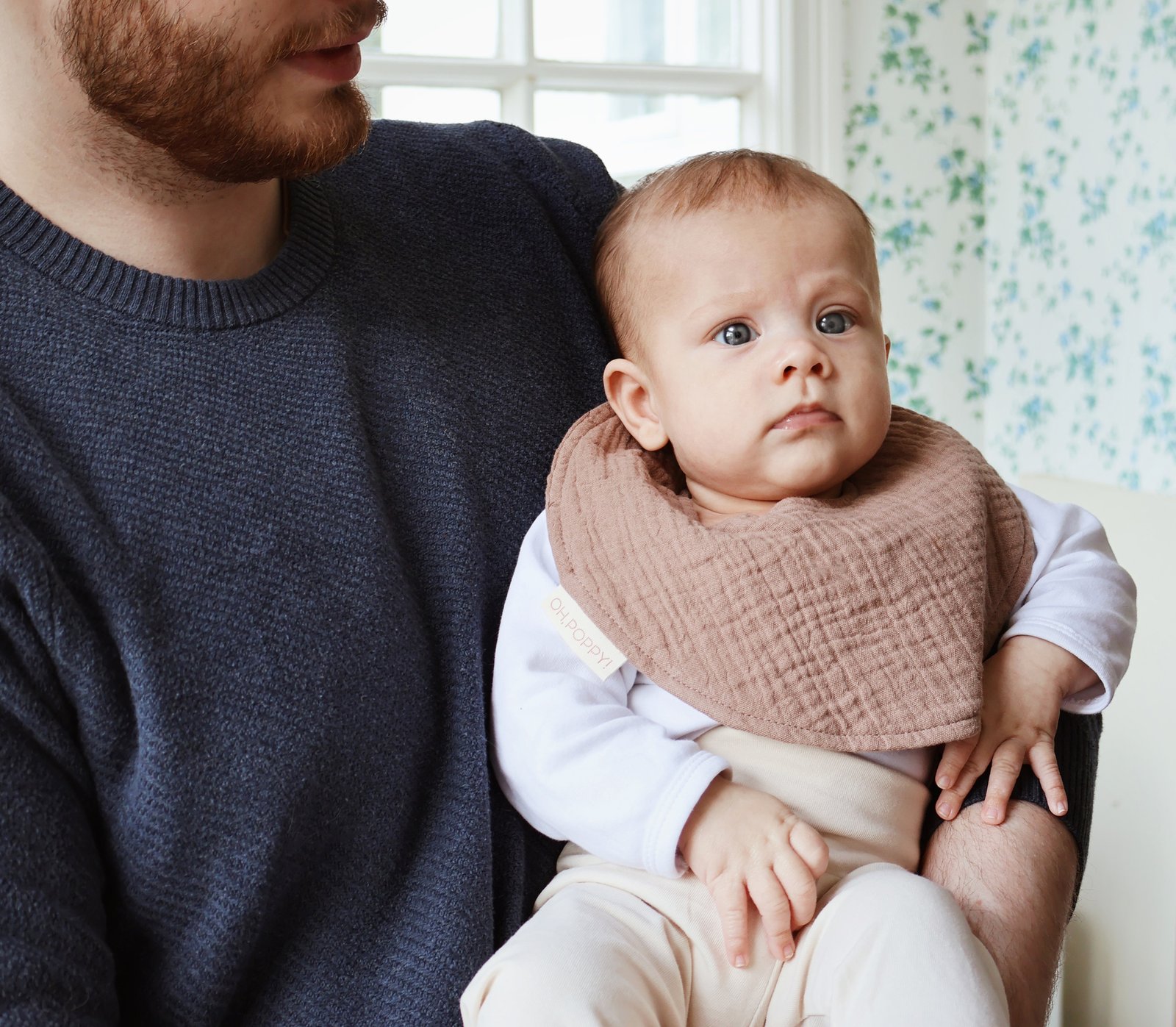 Oh, Poppy! Juno Drool Proof Bibs Biscuit Brown/Linen Beige 2 st
