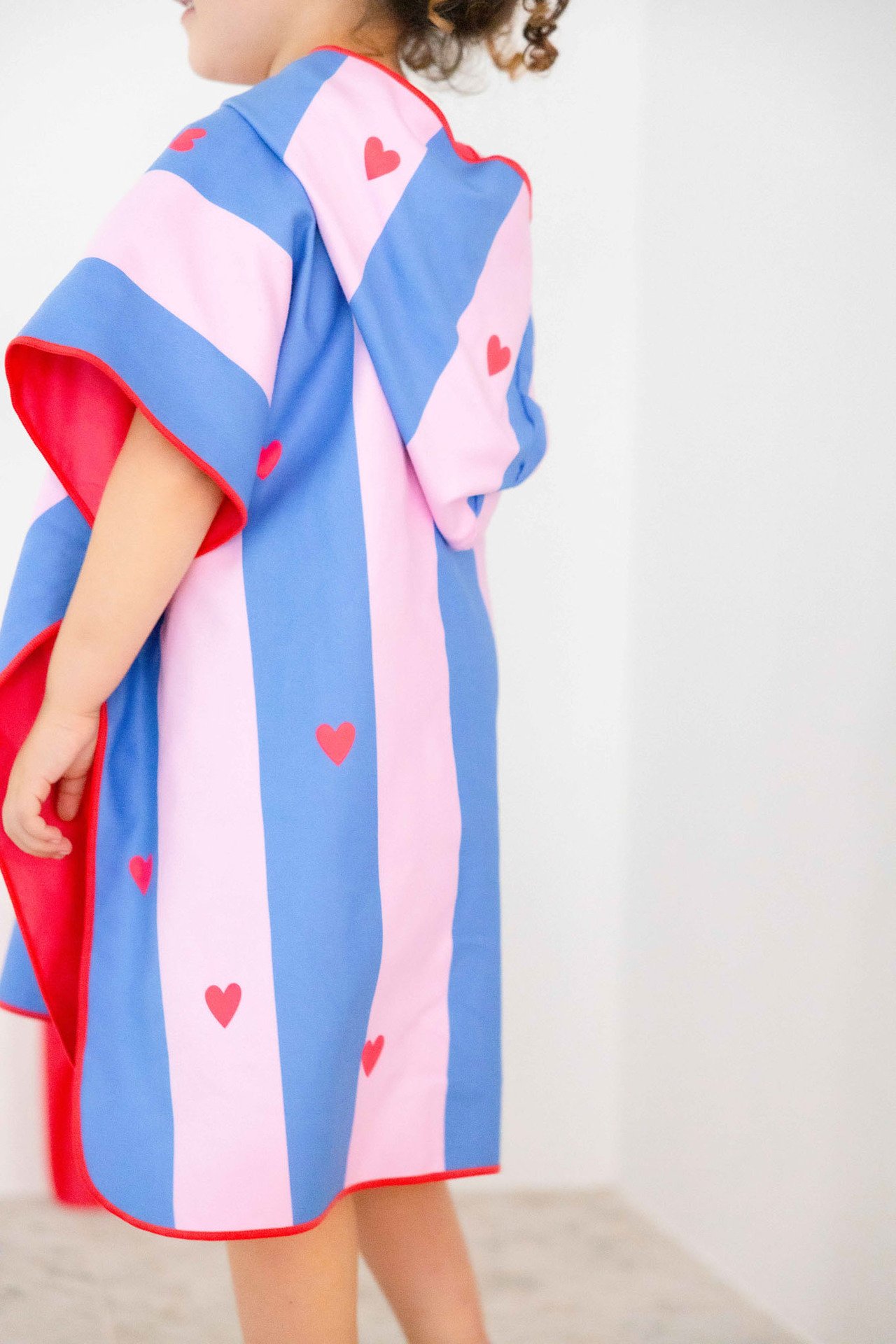 Quut Poncho Randig blå/rosa