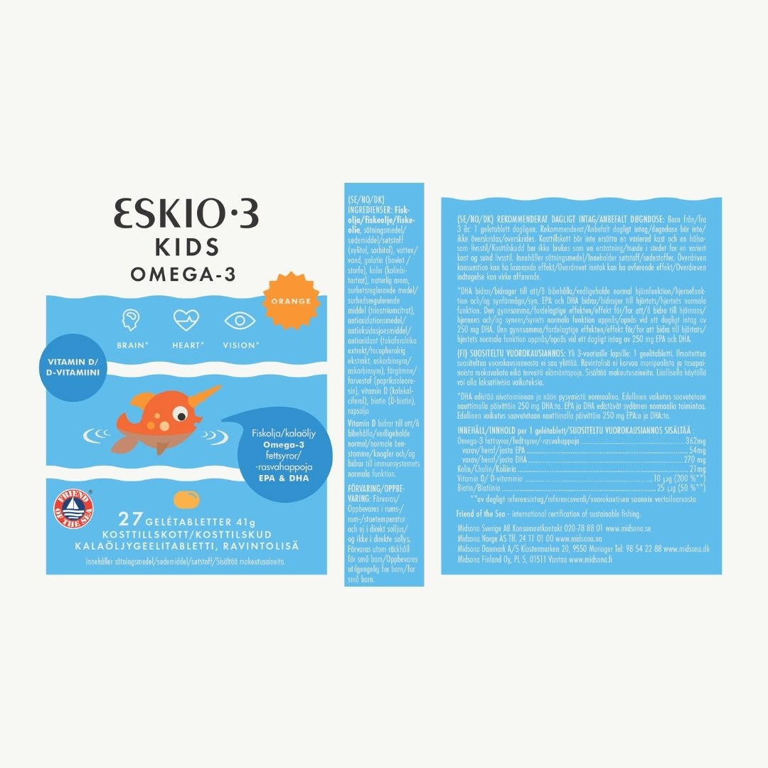 ESKIO-3 Kids Omega-3 & D-Vitamin 27 tuggtabletter