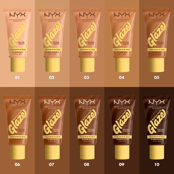 NYX Professional Makeup Buttermelt Glaze Soft Glow Skin Tint SPF30 Foundation 01 Whipped Butta 30 ml