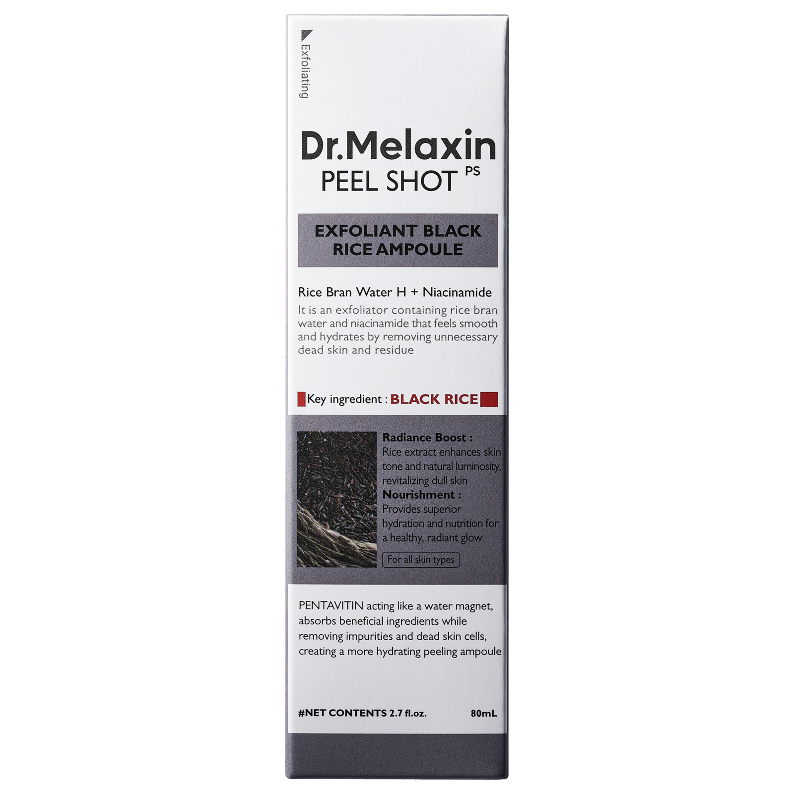 Dr.Melaxin Peel Shot Exfoliating Black Rice Ampoule 80 ml