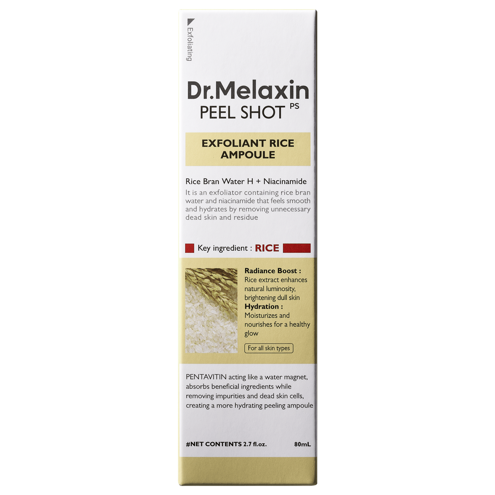 Dr.Melaxin Peel Shot Exfoliant White Rice Ampoule 80 ml
