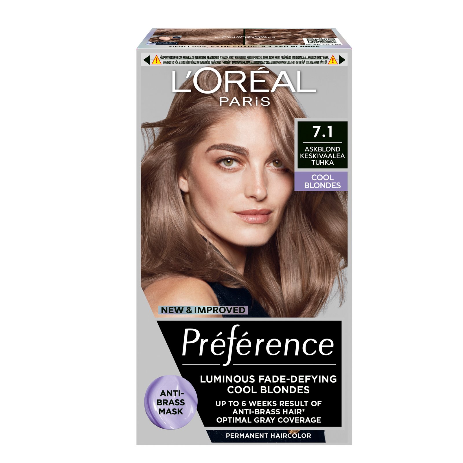 L'Oréal Paris Préférence Cool Blondes Permanent Hårfärg för normalt hår 7.1 Iceland 1 st