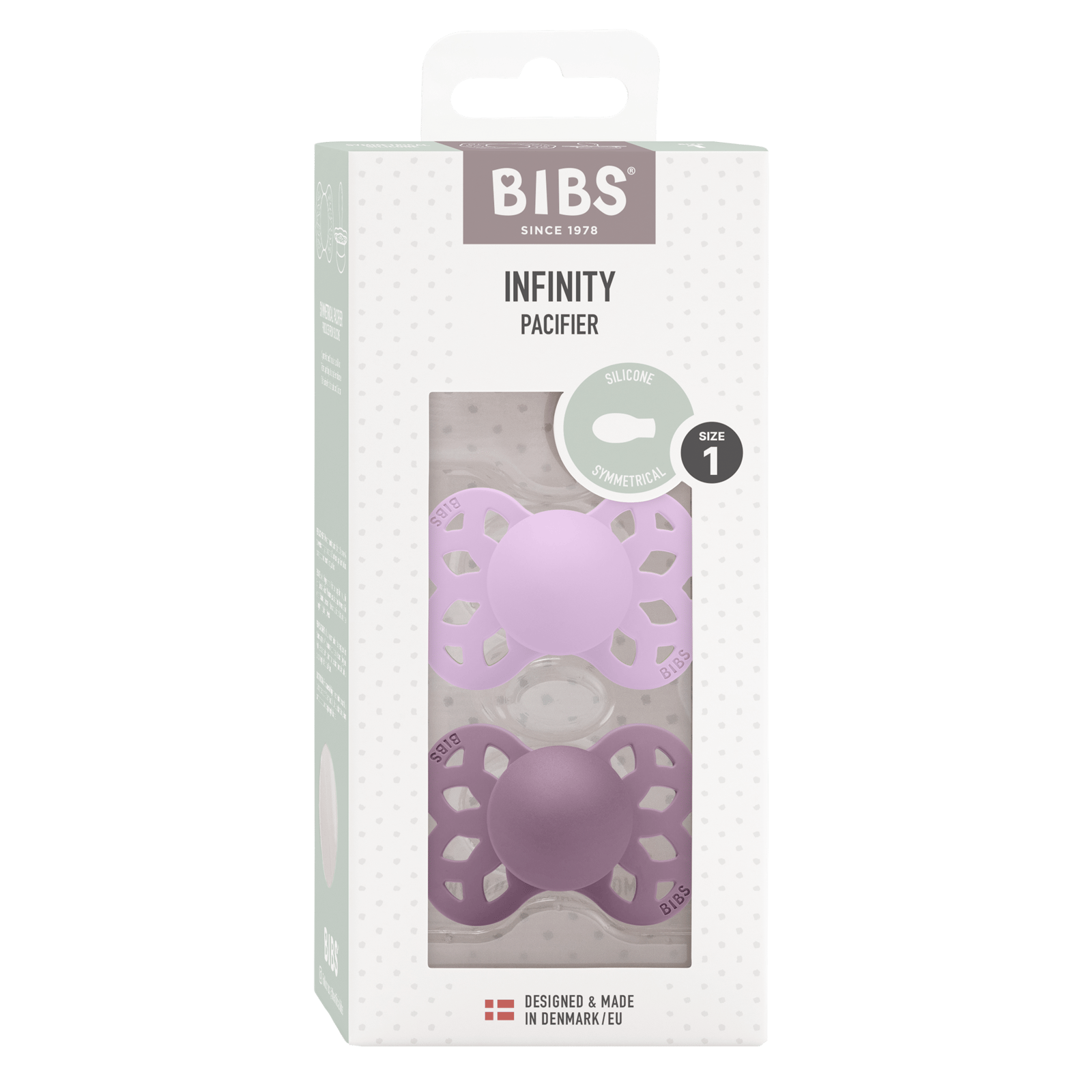 BIBS Pacifier Infinity Symmetrical Silicone 0+ månader Size 1 Violet Sky/Mauve 2 st