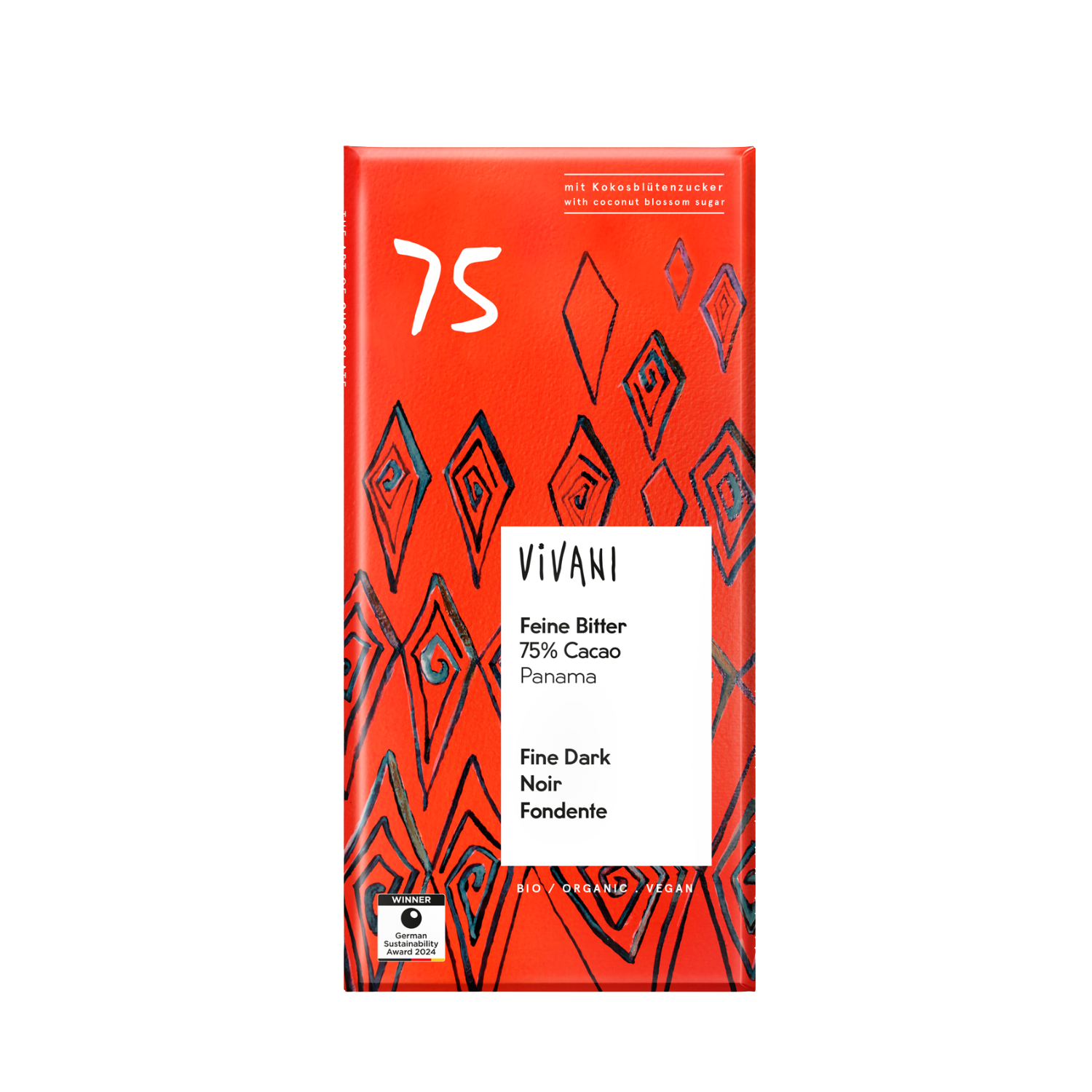 Vivani Mörk Choklad 75% Kokossocker Eko 80 g