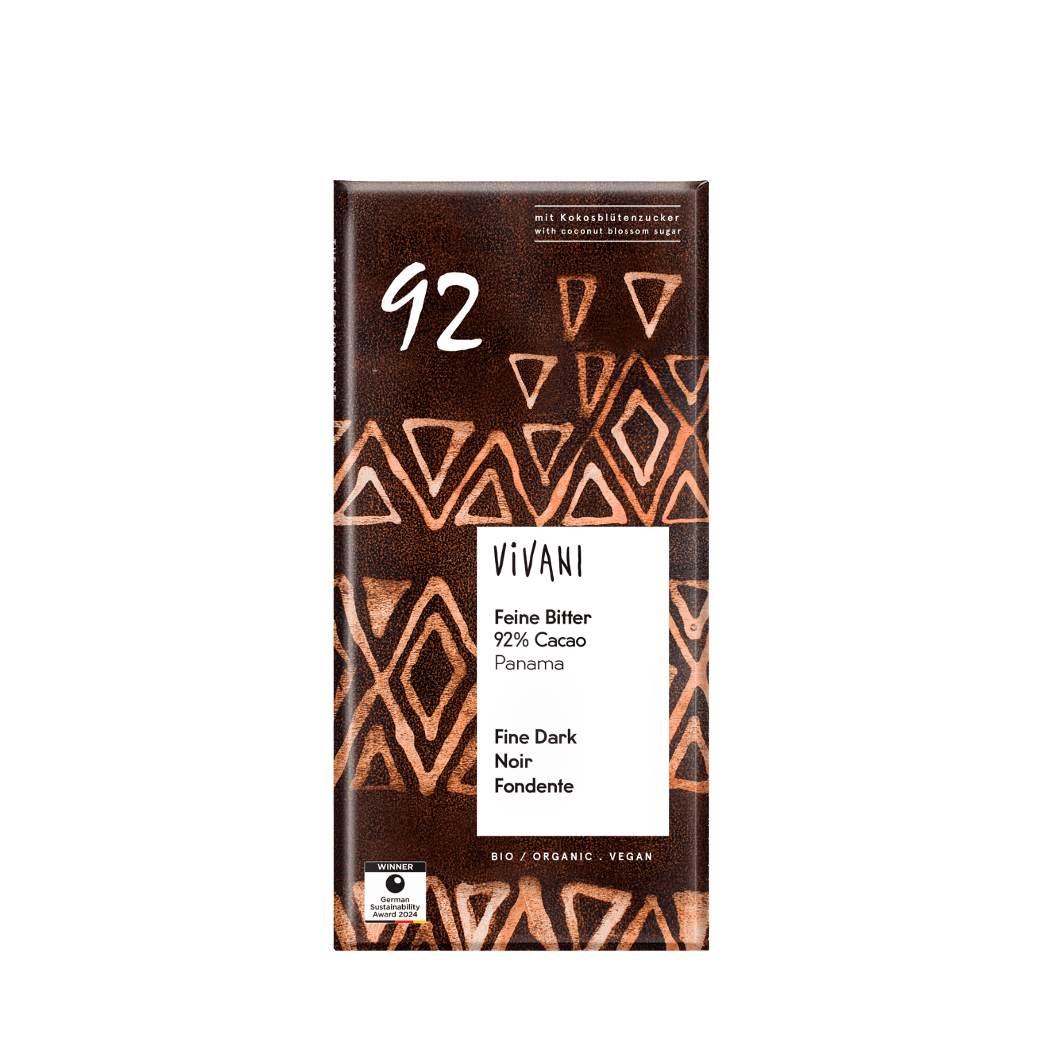 Vivani Mörk Choklad 92% Kokossocker Eko 80 g