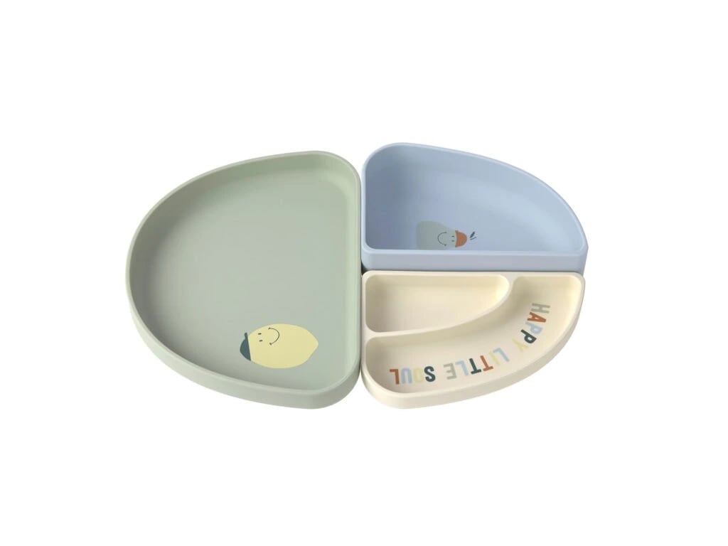 Lässig Happy Fruits Lemon Tallrik Med Fack Slikon set 3 delar Happy Fruits Lemon
