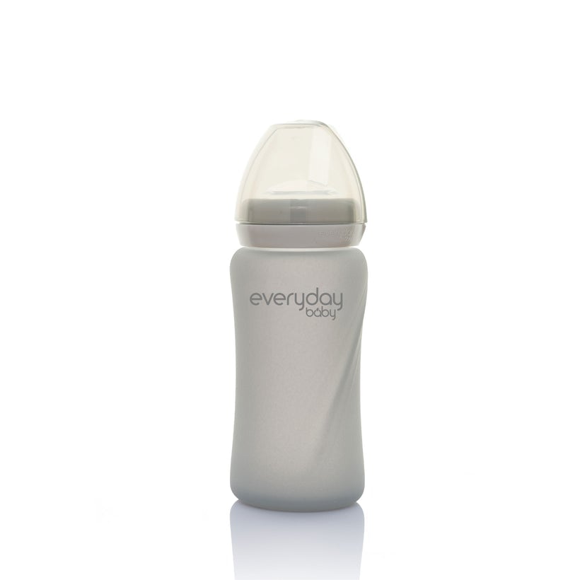 Everyday Baby Sugrörsflaska Glas Healthy+ Quiet Grey 240 ml