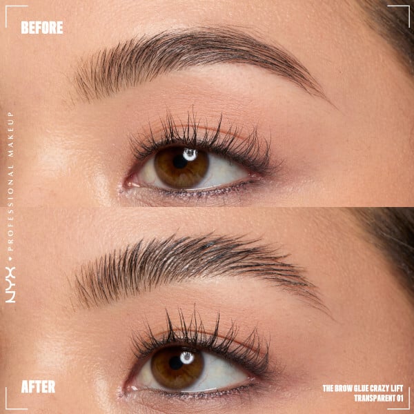 NYX Professional Makeup The Brow Glue Crazy Lift Fixerande Bryngel 01 Transparent 7 ml