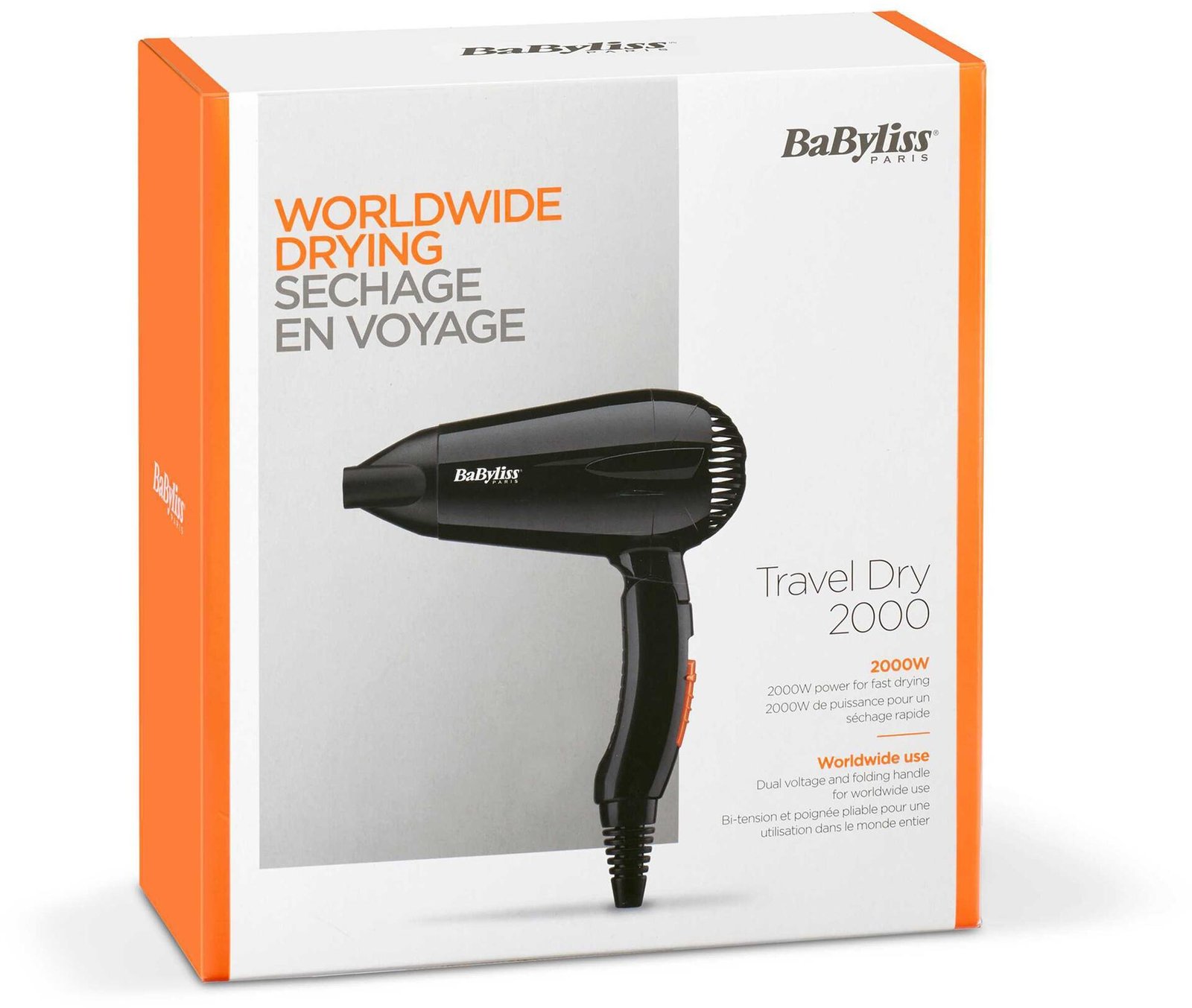 BaByliss Hårfön Travel Dry 2000 5344E 1 st