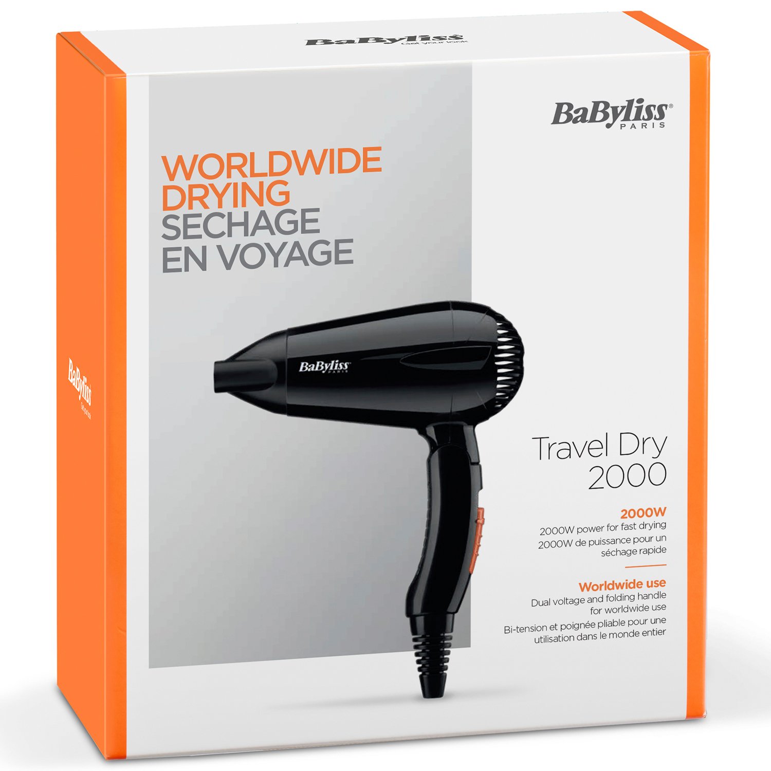 BaByliss Hårfön Travel Dry 2000 5344E 1 st