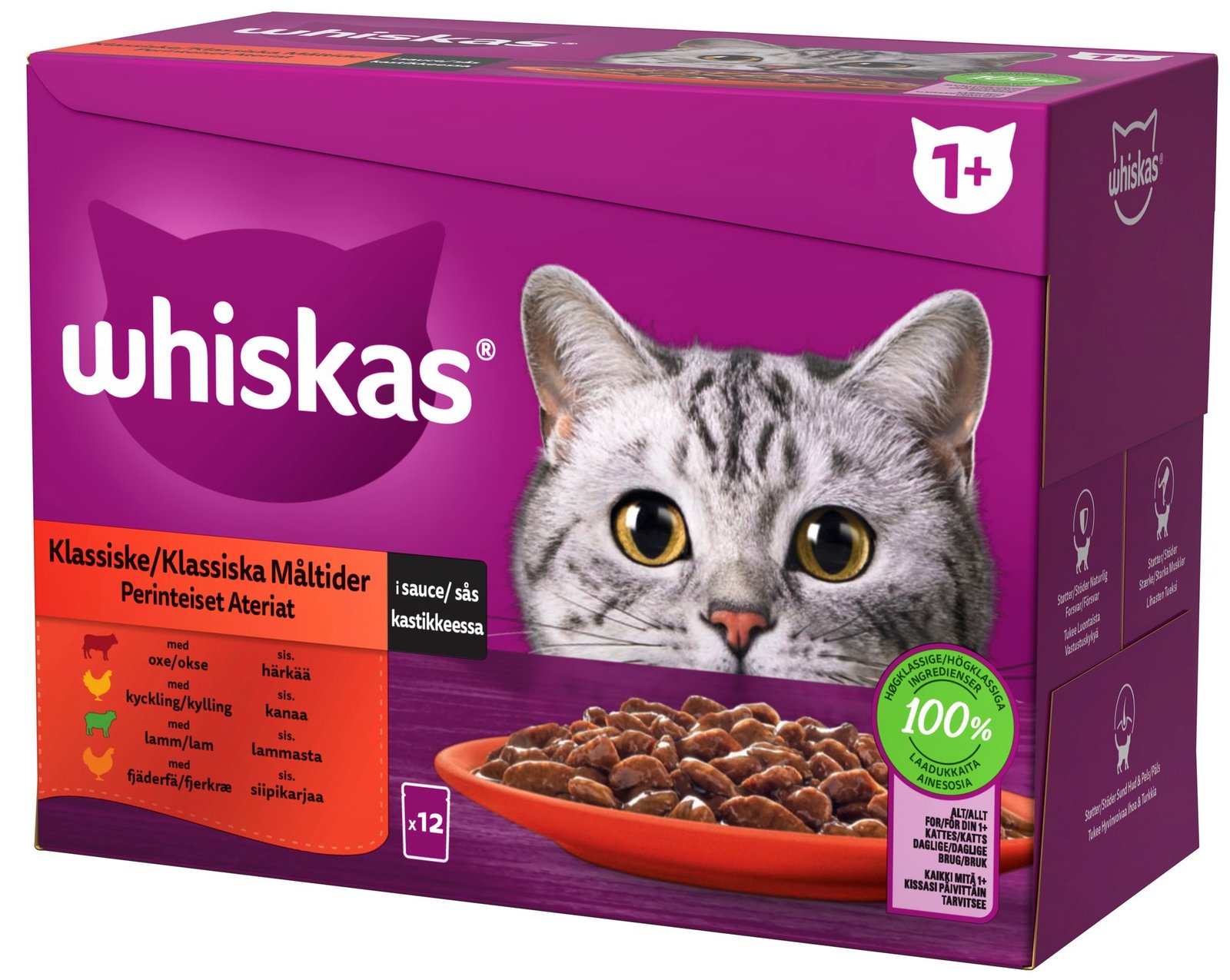 Whiskas Kattmat 1+ Klassisk i sås 12 st