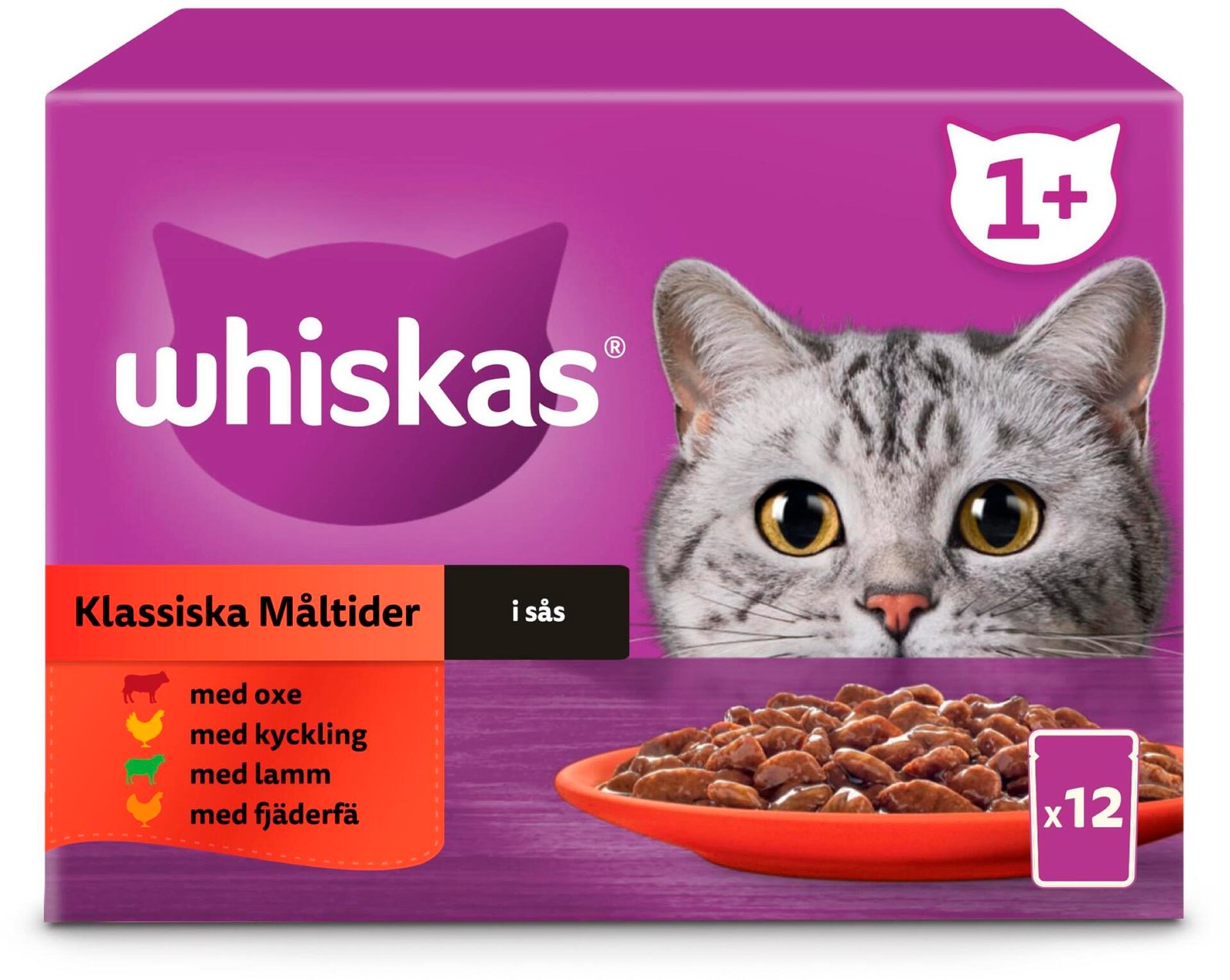 Whiskas Kattmat 1+ Klassisk i sås 12 st