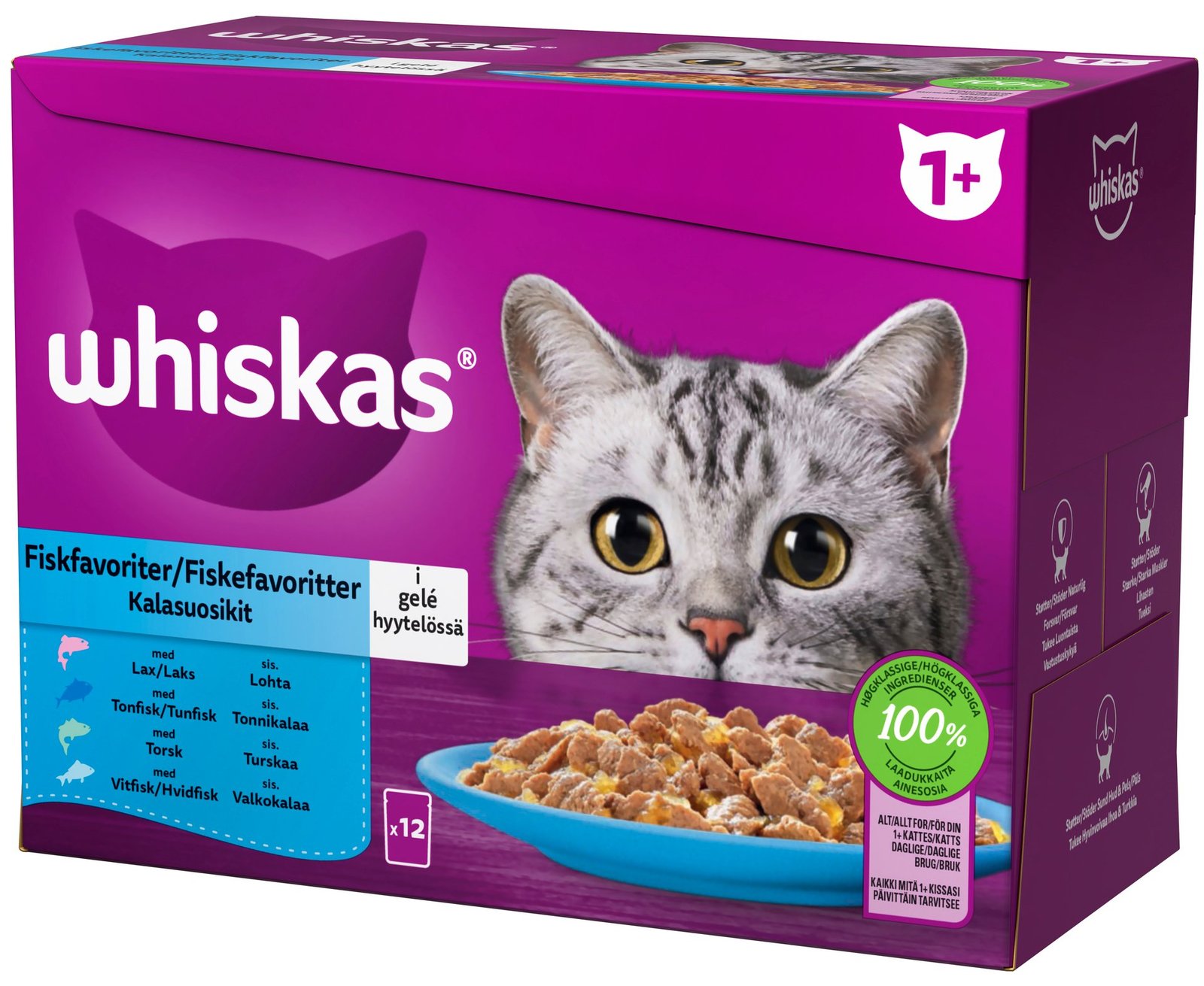 Whiskas Kattmat 1+ Fiskmeny i gelé 12 st