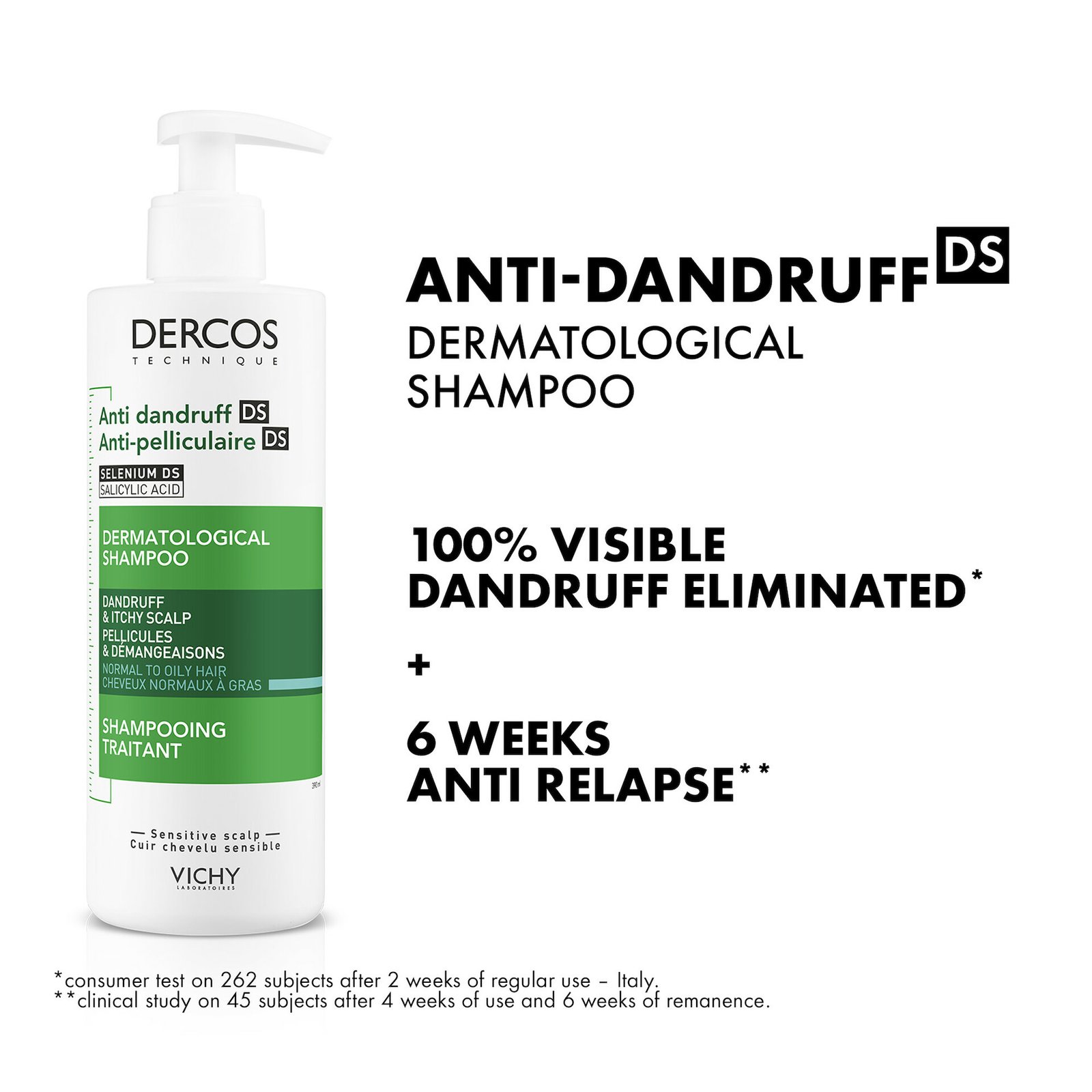 Dercos Technique Anti-Dandruff Shampoo for Normal and Oily Hair 390ml