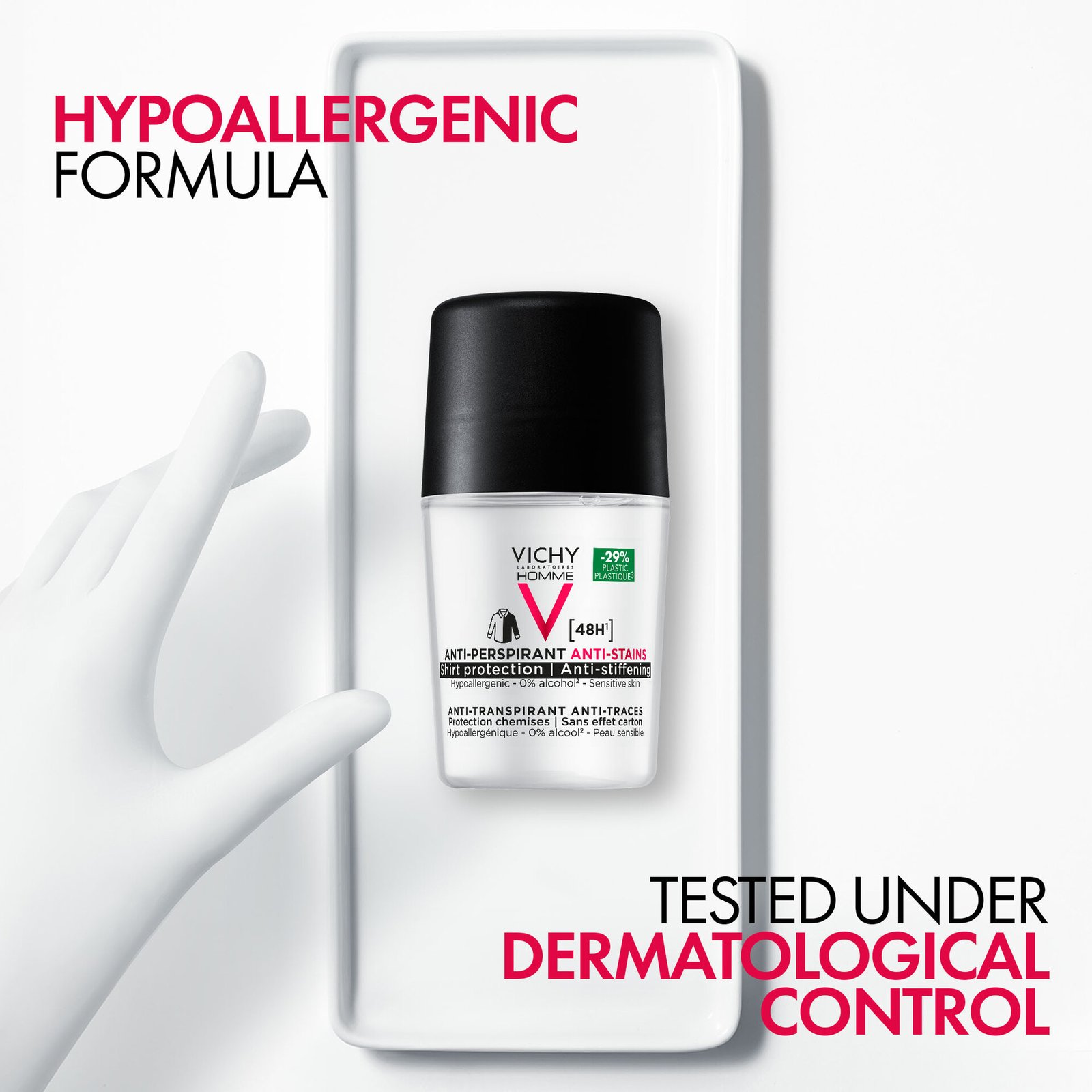 Vichy Homme 48H Anti-stain Anti-perspirant Deodorant Roll-On 50 ml