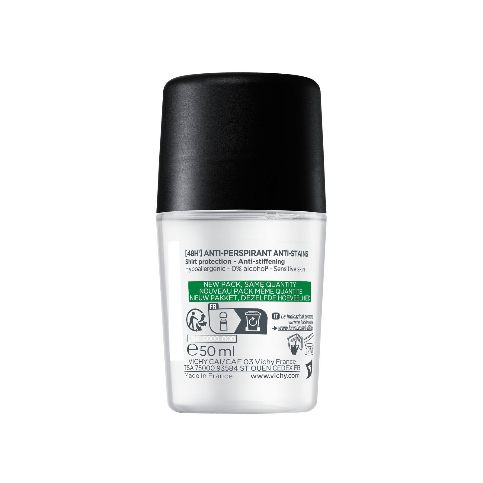 Vichy Homme 48H Anti-stain Anti-perspirant Deodorant Roll-On 50 ml