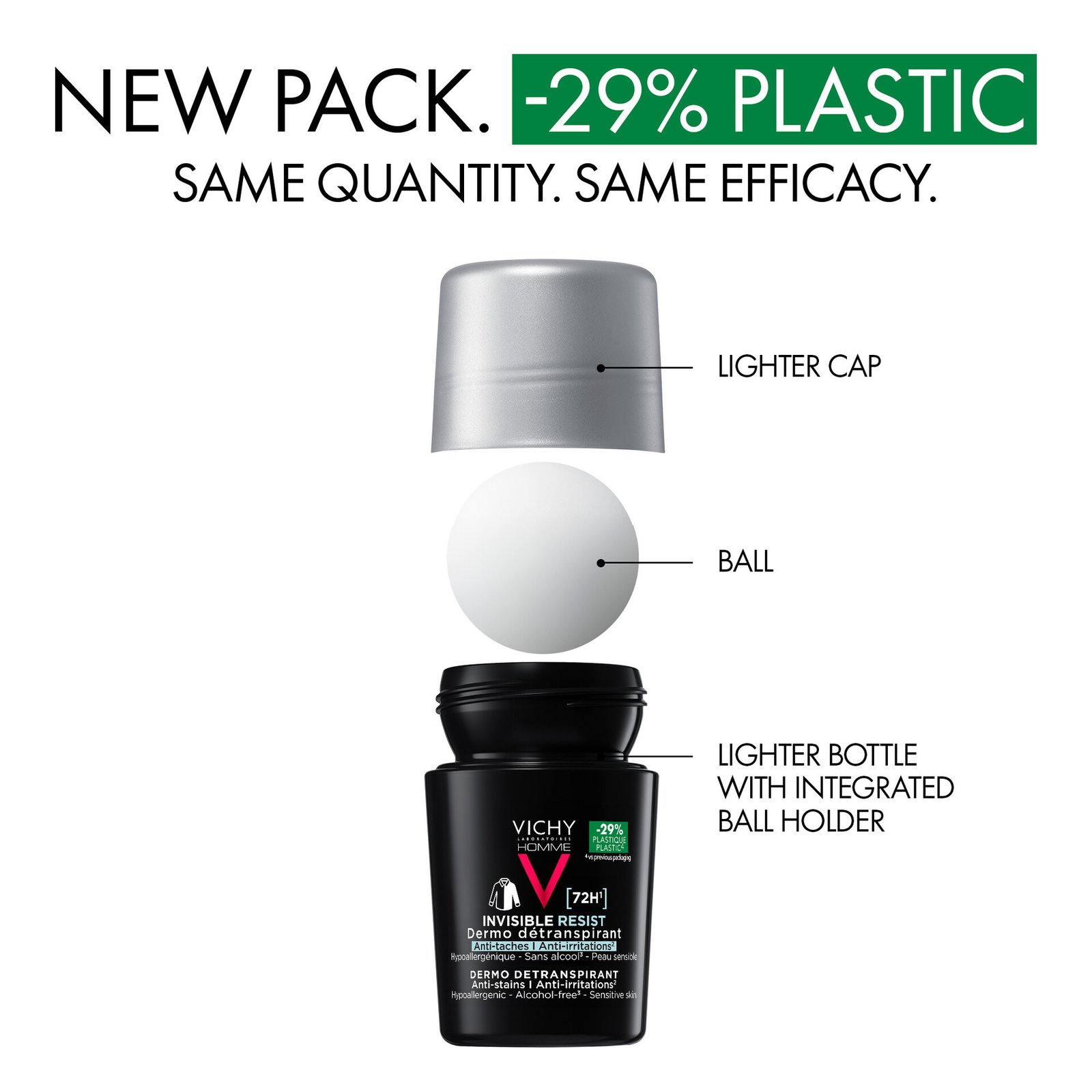 Vichy Homme Invisible Resist 72H Anti-Stain Roll-On 50 ml