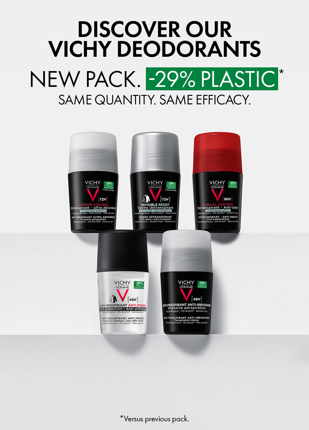 Vichy Homme Invisible Resist 72H Anti-Stain Roll-On 50 ml