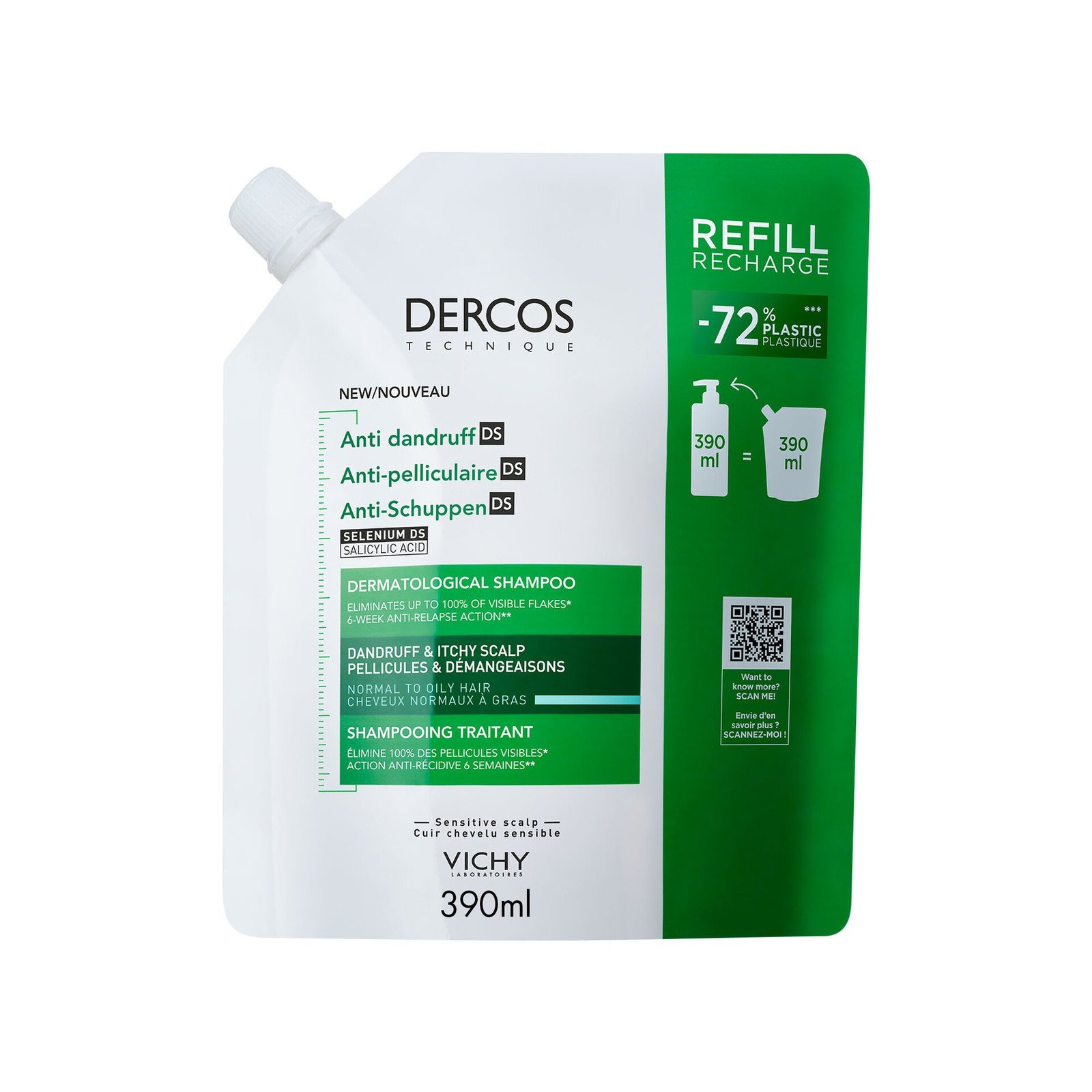 Vichy Dercos Anti-Dandruff Shamp Norm/Oily Refil 390 ml