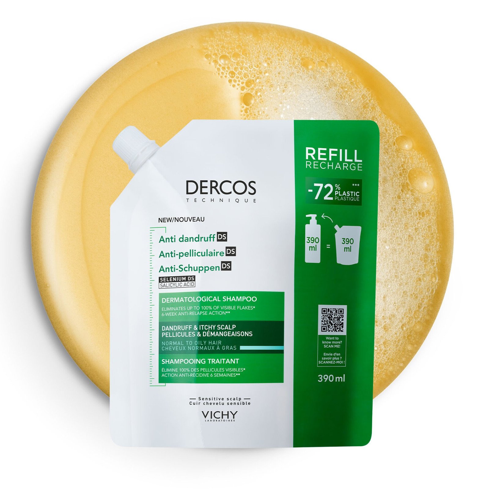 Vichy Dercos Anti-Dandruff Shamp Norm/Oily Refil 390 ml