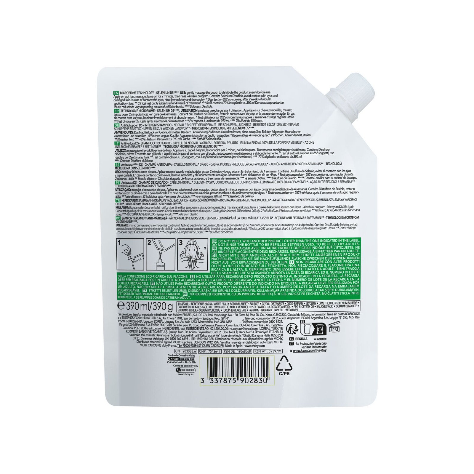 Vichy Dercos Anti-Dandruff Shamp Norm/Oily Refil 390 ml