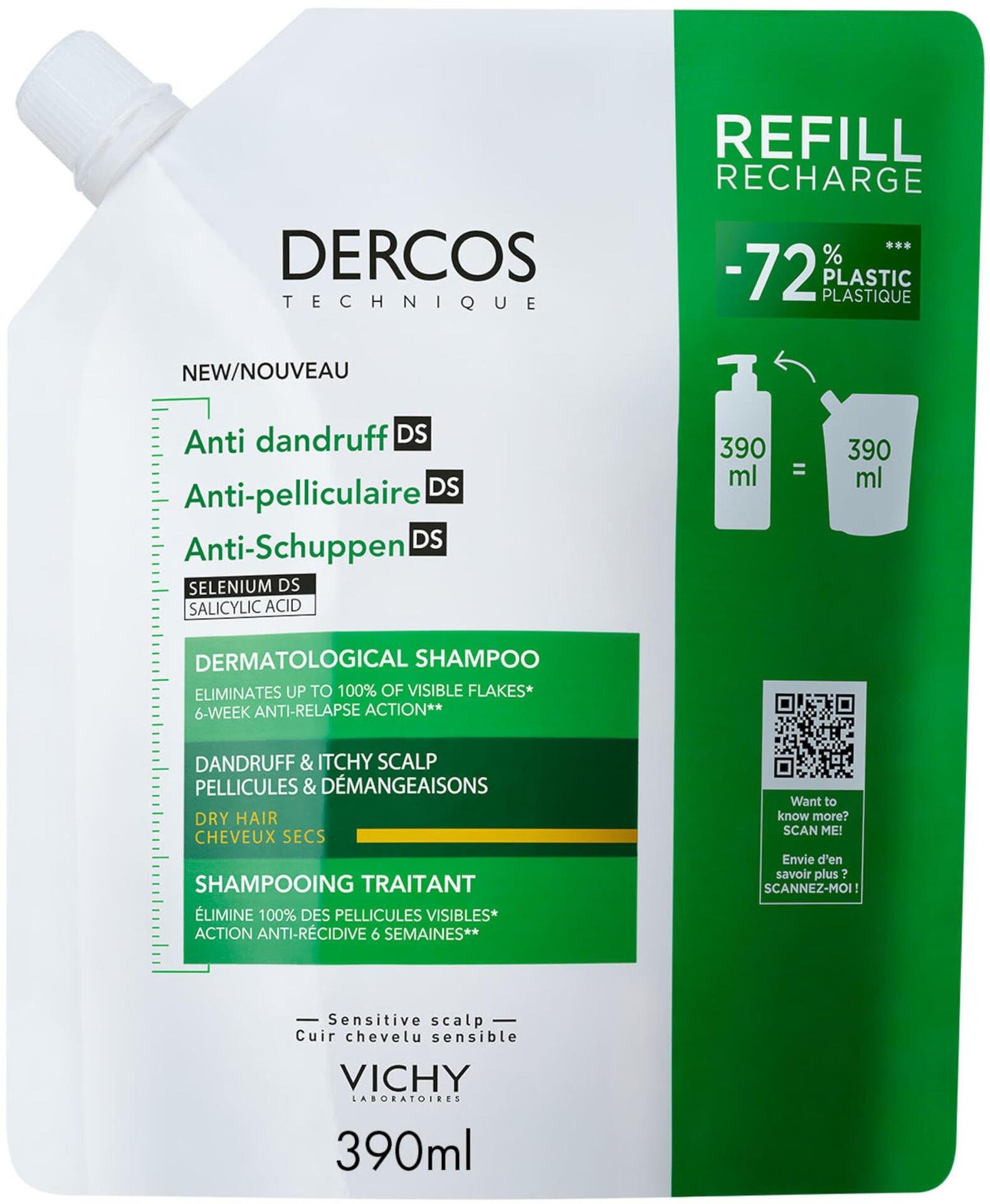 Vichy Dercos Anti-Dandruff Shampoo Dry Refill 390 ml