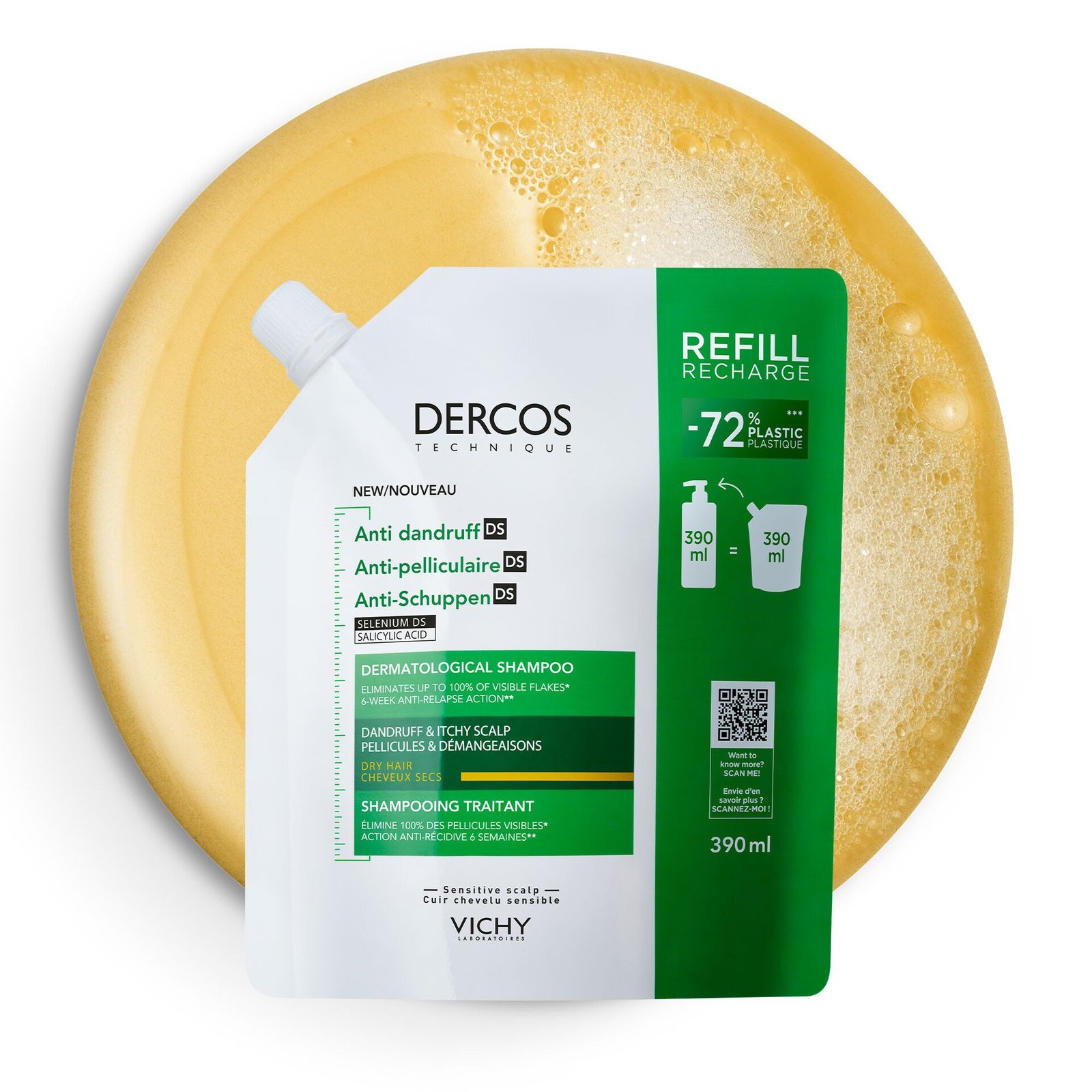 Vichy Dercos Anti-Dandruff Shampoo Dry Refill 390 ml