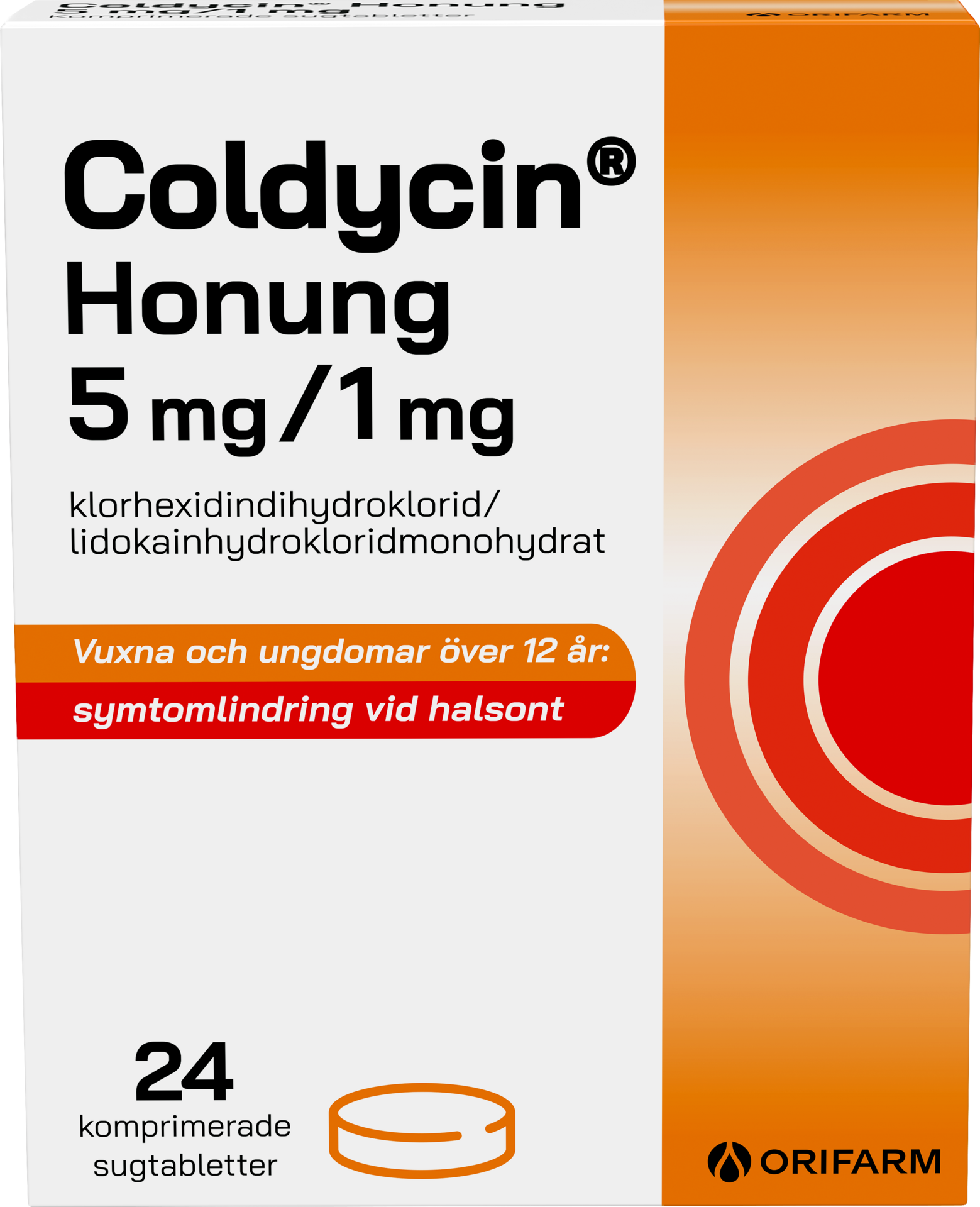 Coldycin Honung 5 mg/1 mg, 24 sugtabletter