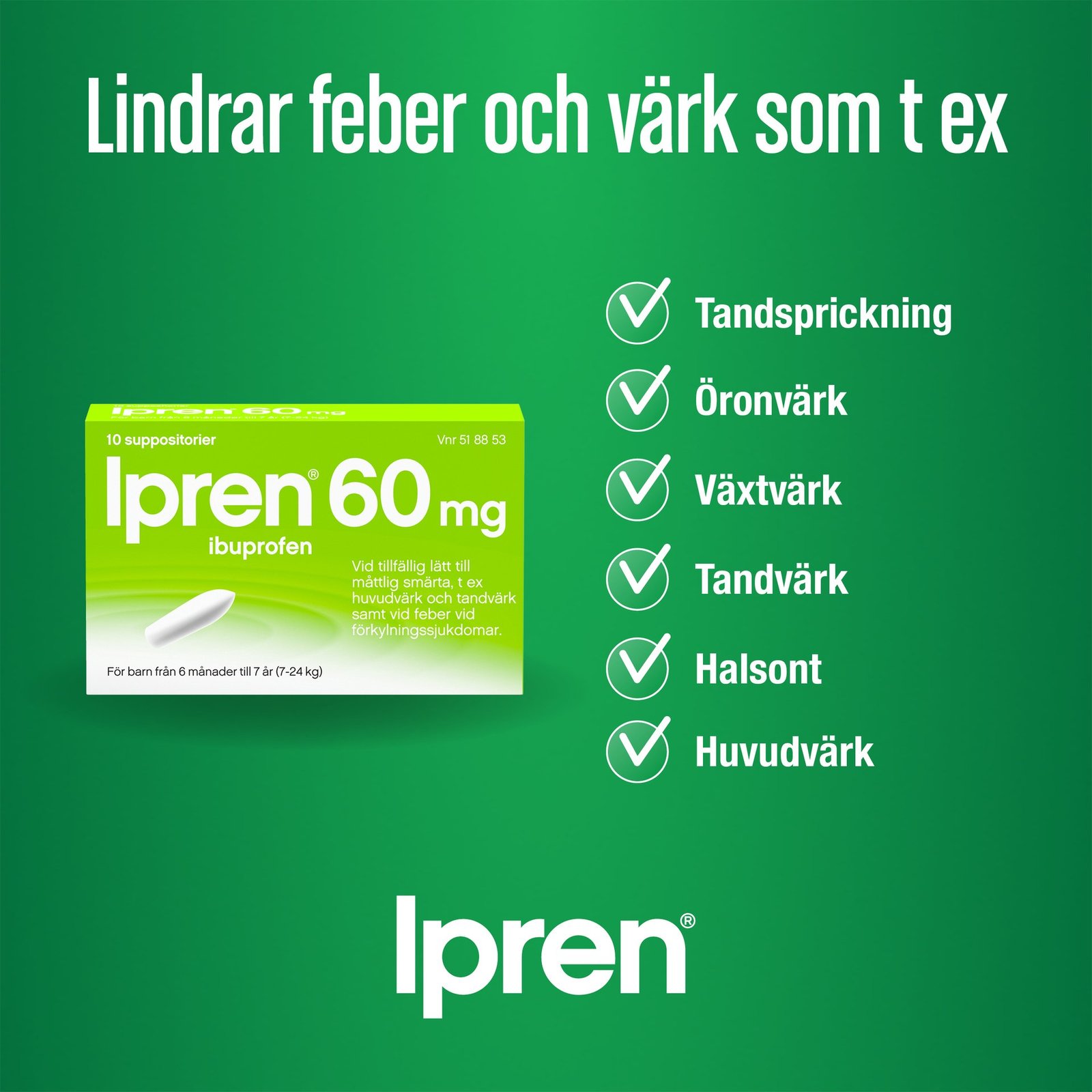 Ipren suppositorium 60mg 10 suppositorier