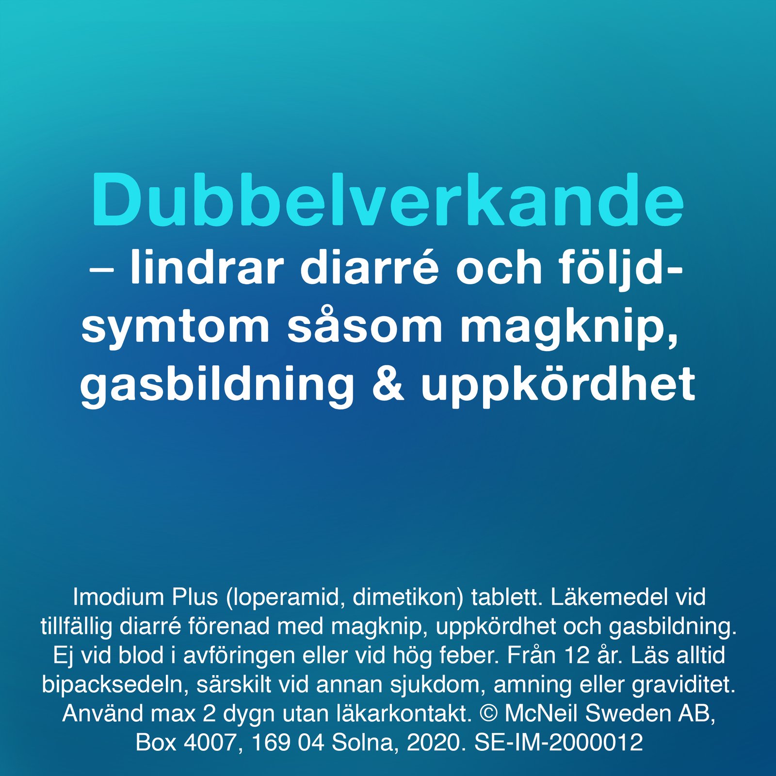 Imodium Plus 2mg/125mg tabletter, 12st