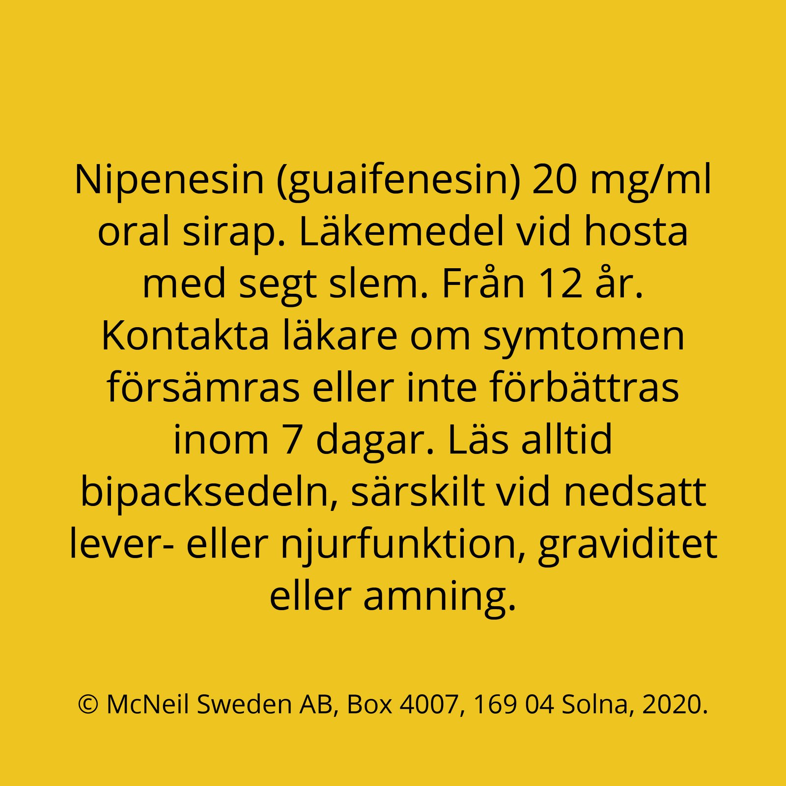 Nipenesin Sirap 20 mg/ml, 150 ml