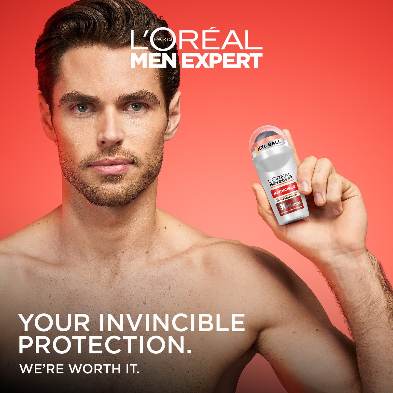 L'Oréal Paris Men Expert Invincible 96H Anti-Perspirant Deodorant Roll On för normal hud 50 ml