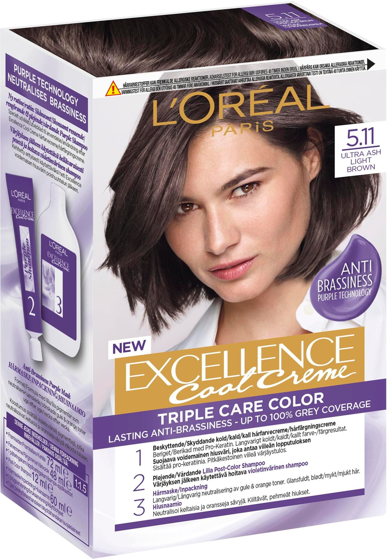 L'Oréal Paris, Excellence Cool Crème permanent hårfärg upp till 100% gråhårstäckning