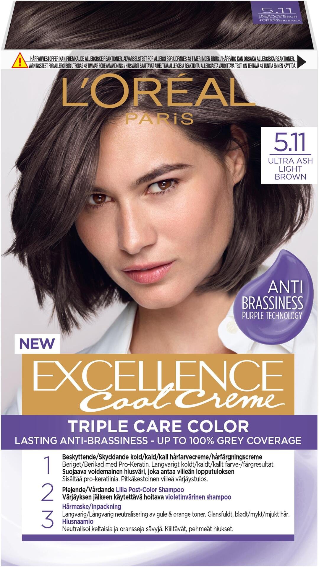 L'Oréal Paris, Excellence Cool Crème permanent hårfärg upp till 100% gråhårstäckning