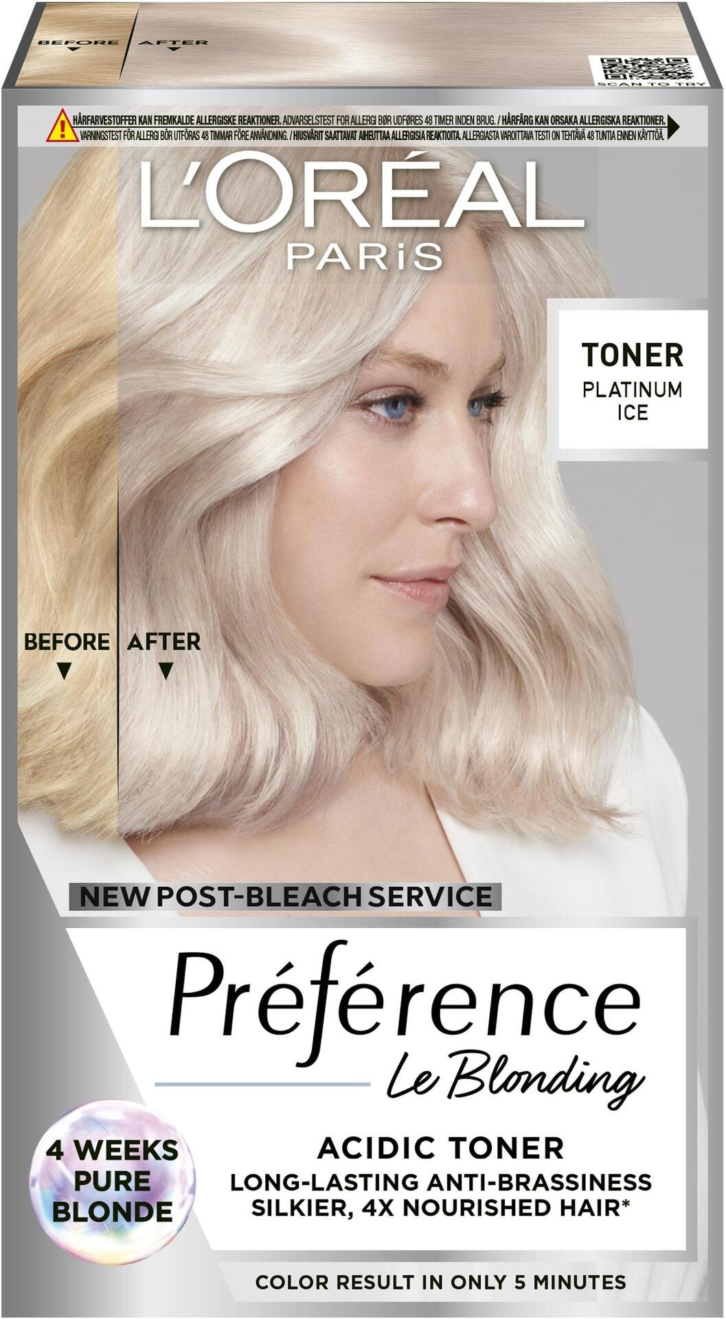 L'Oréal Paris Préférence Le Blonding Acidic Toningsfärg til bleket hår 01 Platinum Ice 1 st