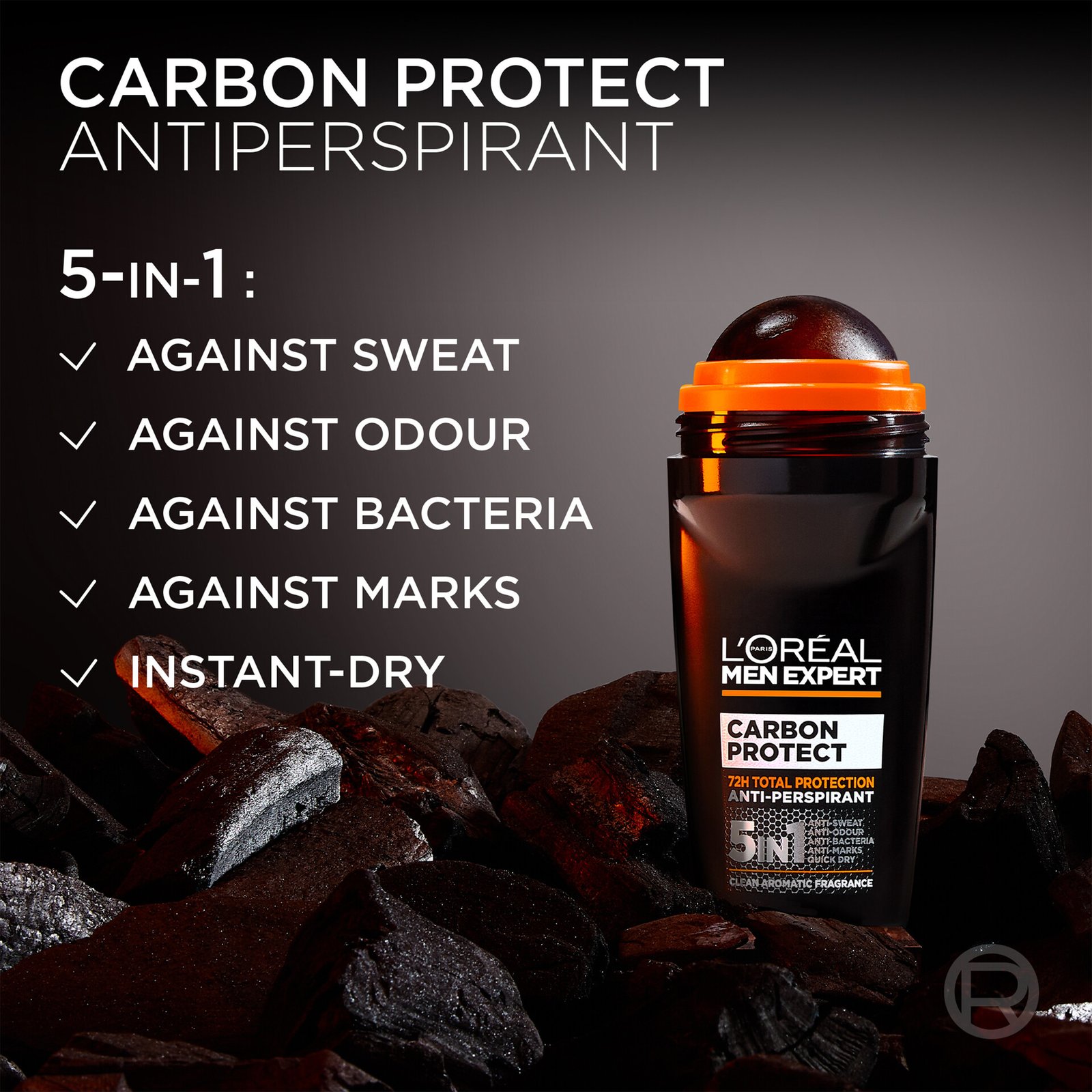 L'Oréal Paris Men Expert Carbon Protect Total Protection 72H Anti-Perspirant Deodorant Roll On 100ml