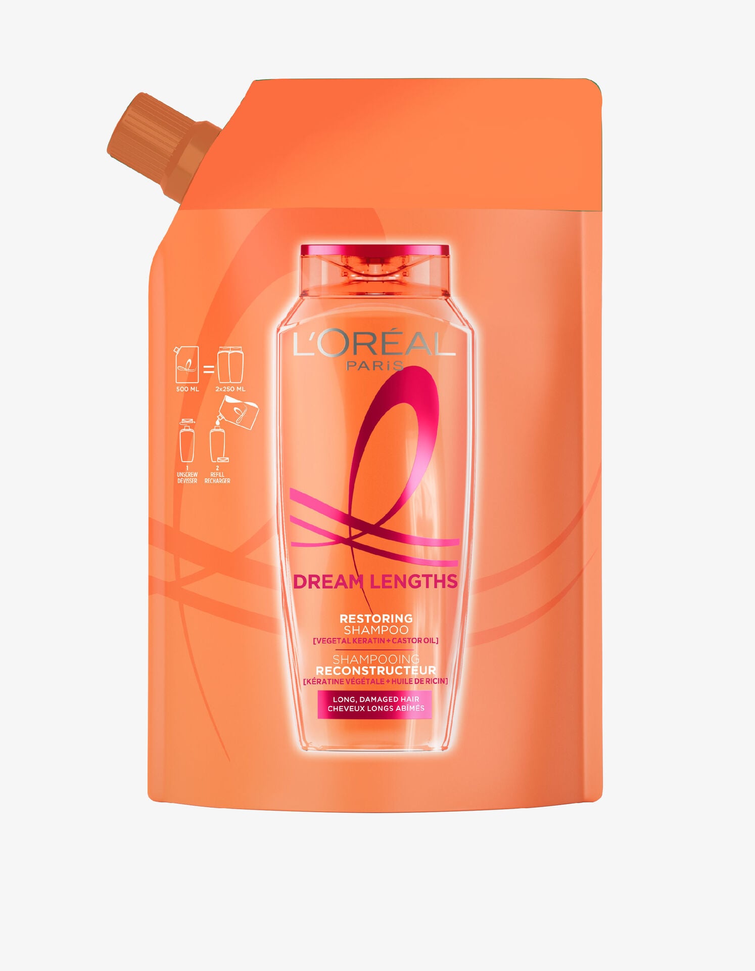 L'Oréal Paris Elvital Dream Length Schamporefill För Långt Hår 500 ml