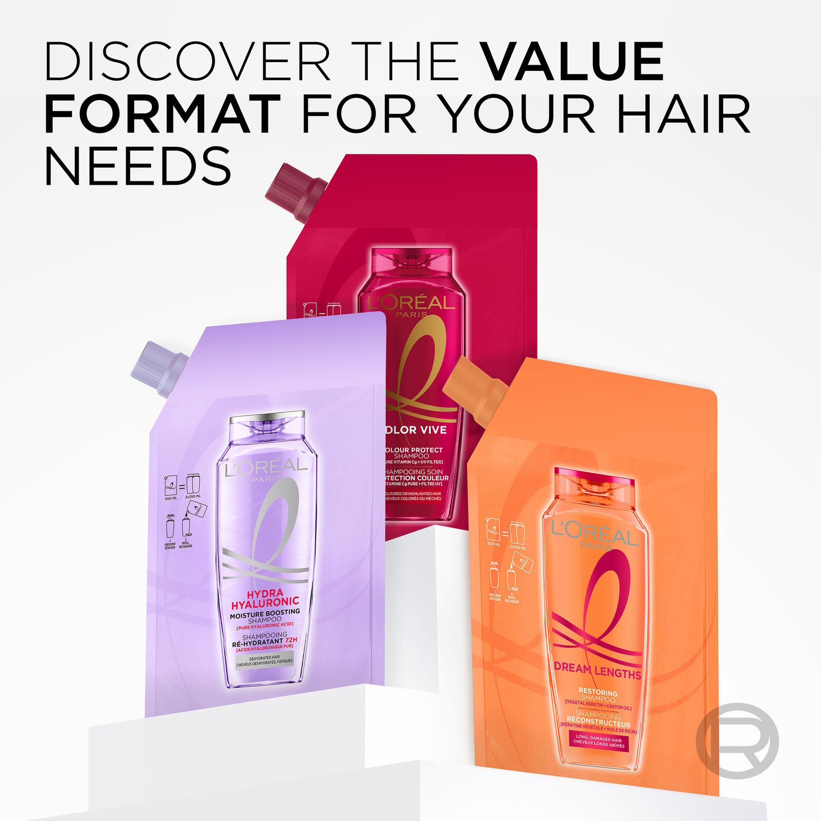 L'Oréal Paris Elvital Color Vive Schamporefill För Färgat Hår 500 ml