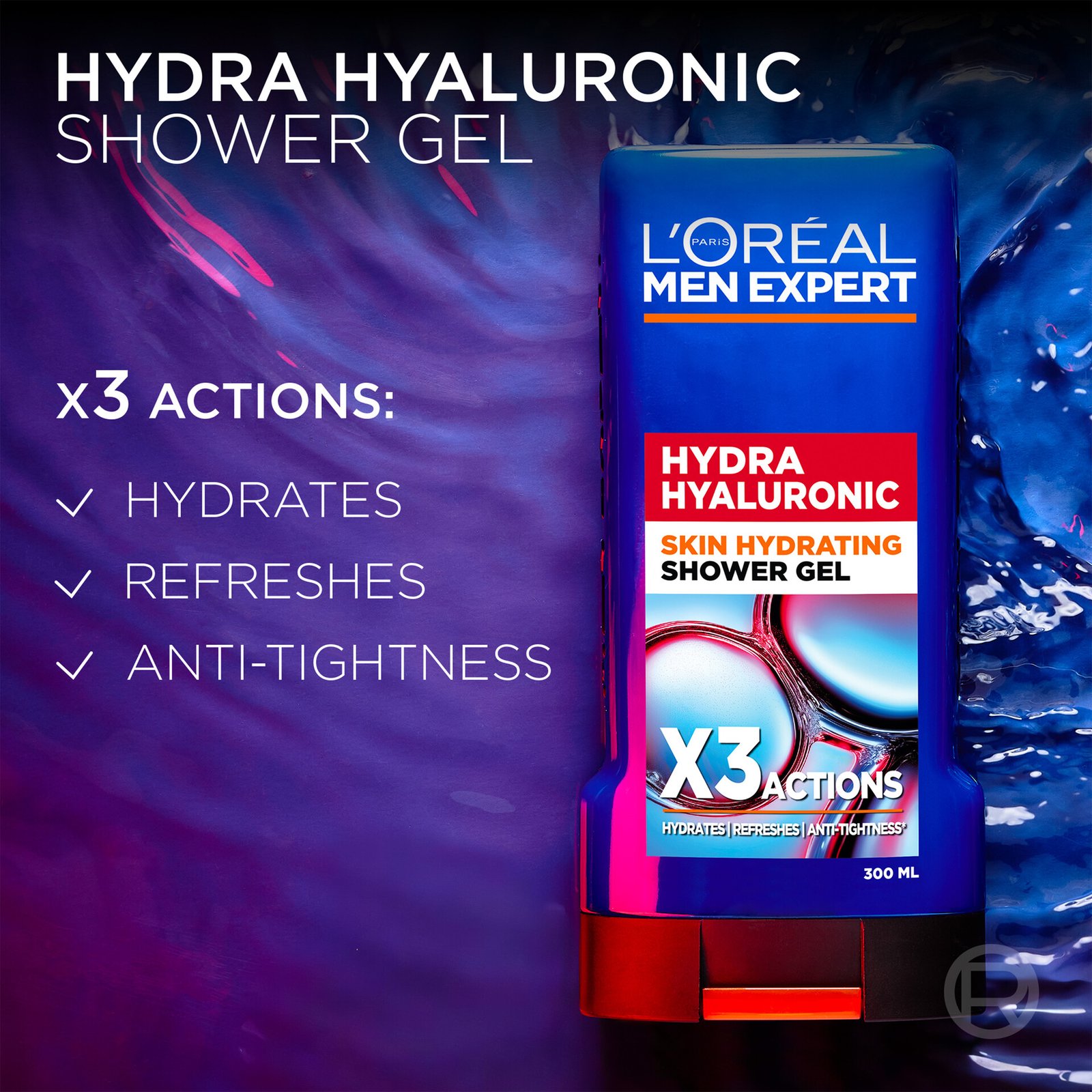 L'Oréal Paris Men Expert Hydra Hyaluronic Duschgel för normal hud 300 ml